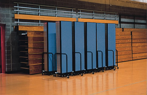 Temporary wall systems for education - folded storage Temporary wall systems for education - folded storage
