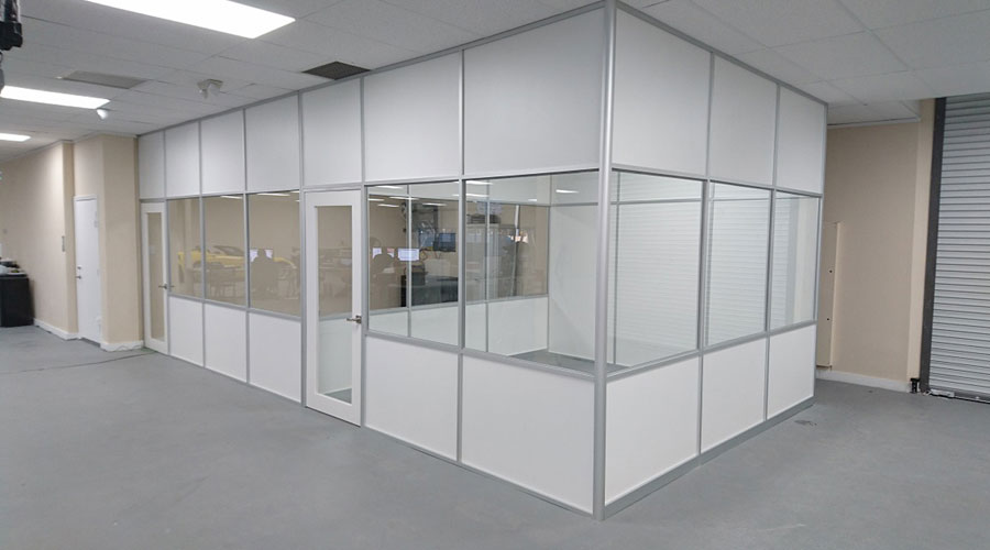 Office walls with glass and laminate panels Office walls with glass and laminate panels