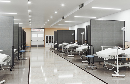Accordion wall for healthcare - patient overflow Accordion wall for healthcare - patient overflow