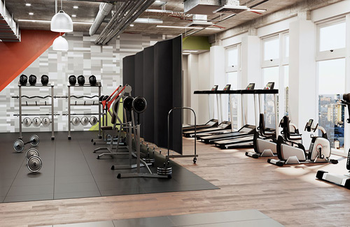 Accordion wall for healthcare - gym & fitness centers Accordion wall for healthcare - gym & fitness centers