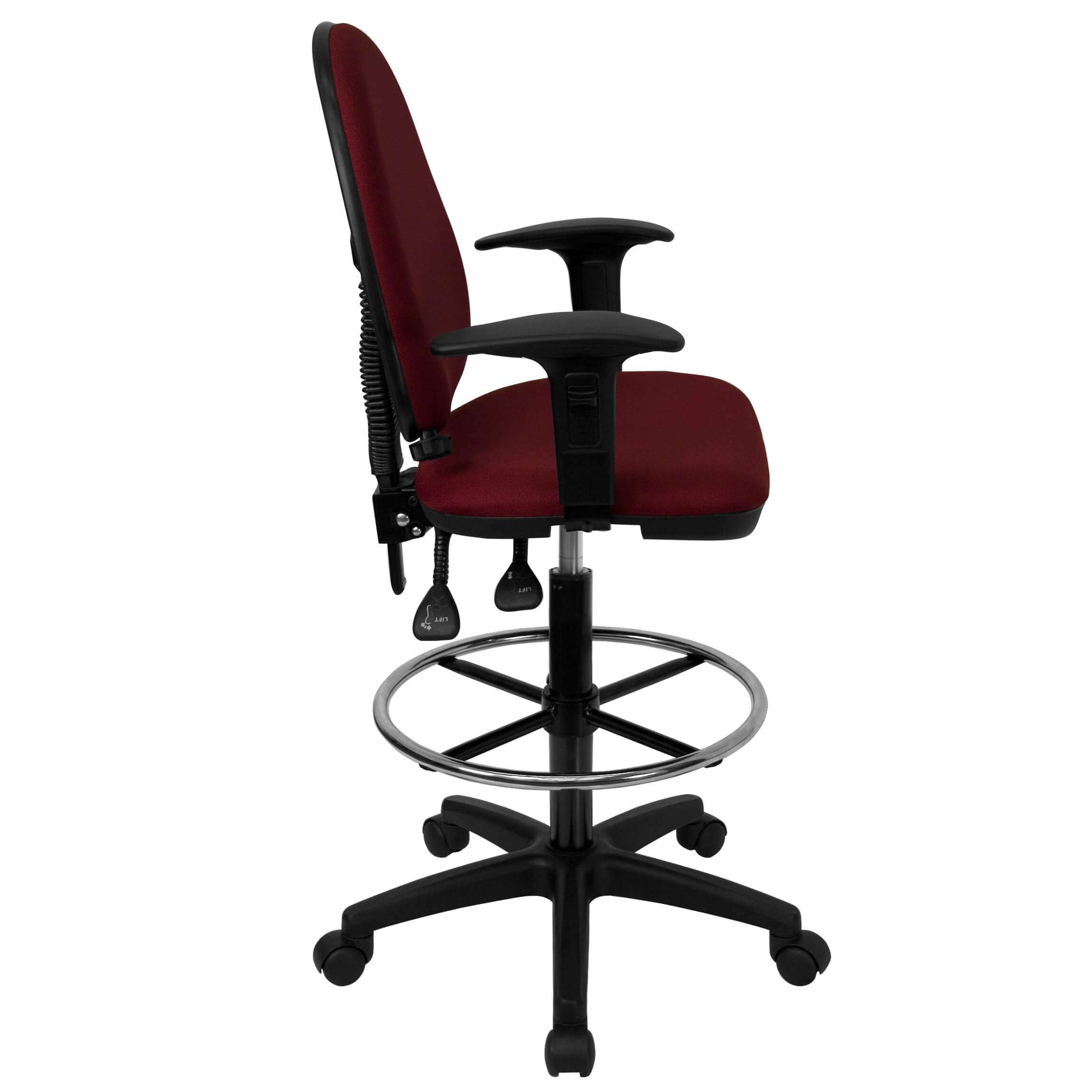 Adjustable drafting chair side view Adjustable drafting chair side view