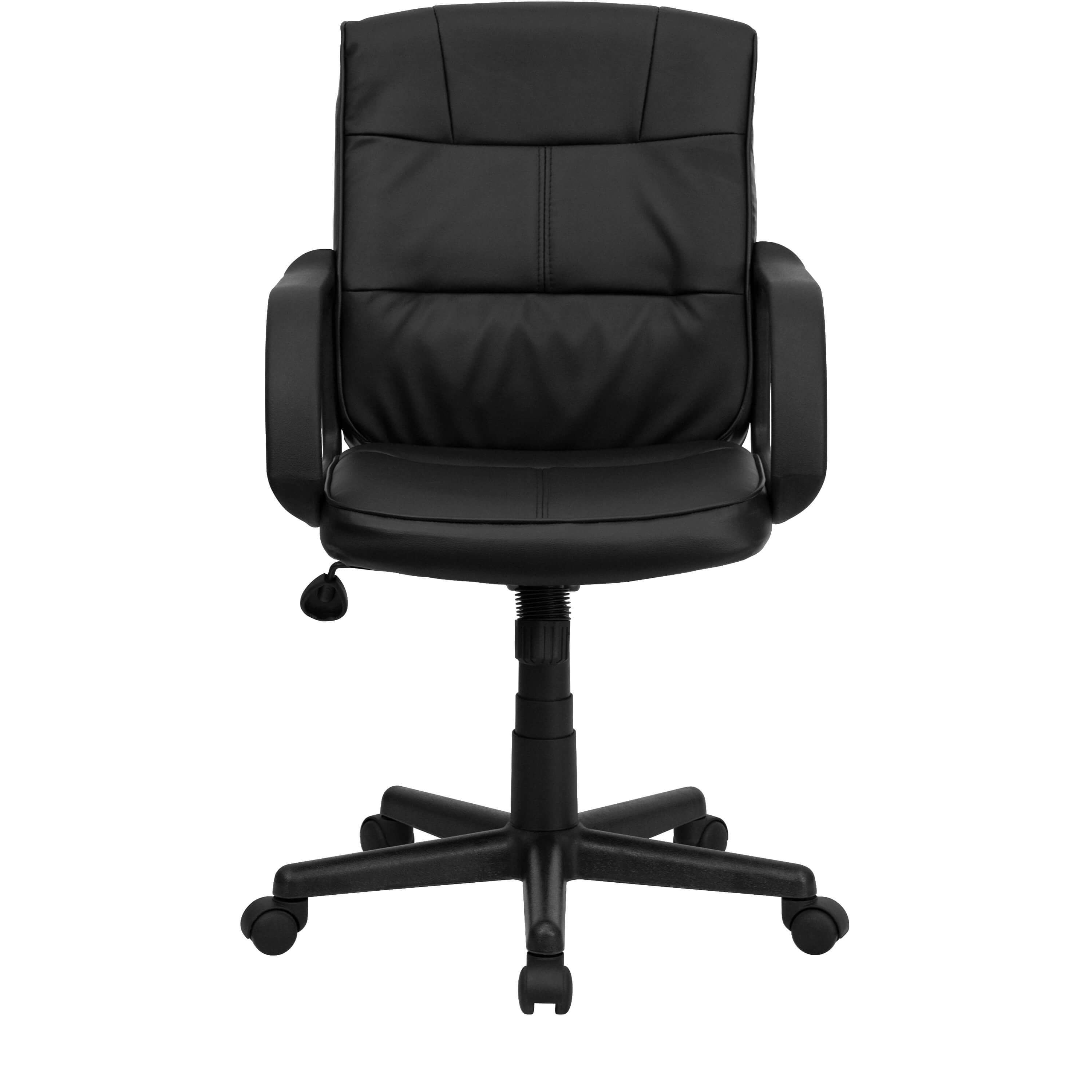 Black leather office chair front view Black leather office chair front view