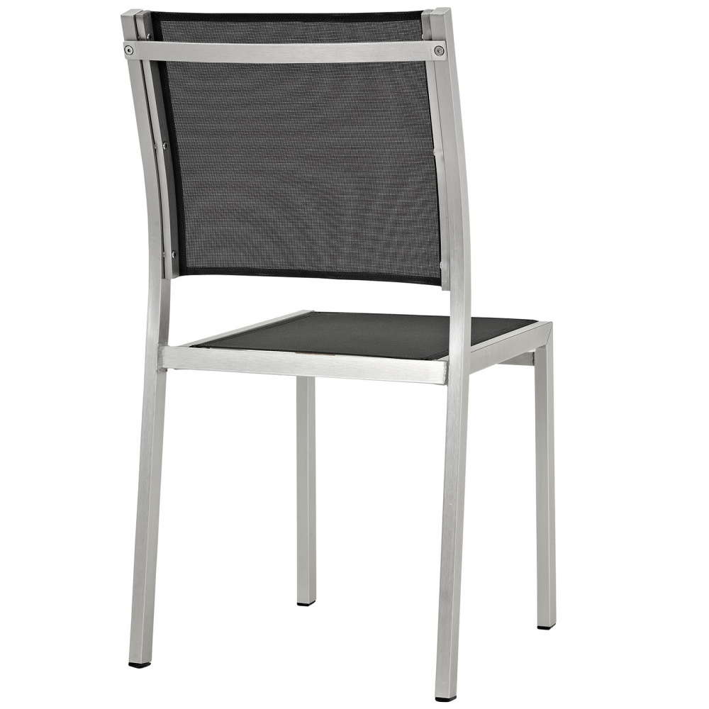 Black metal bistro chairs rear view Black metal bistro chairs rear view