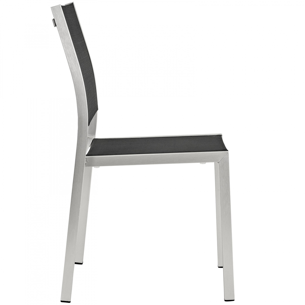 Black metal bistro chairs side view Black metal bistro chairs side view