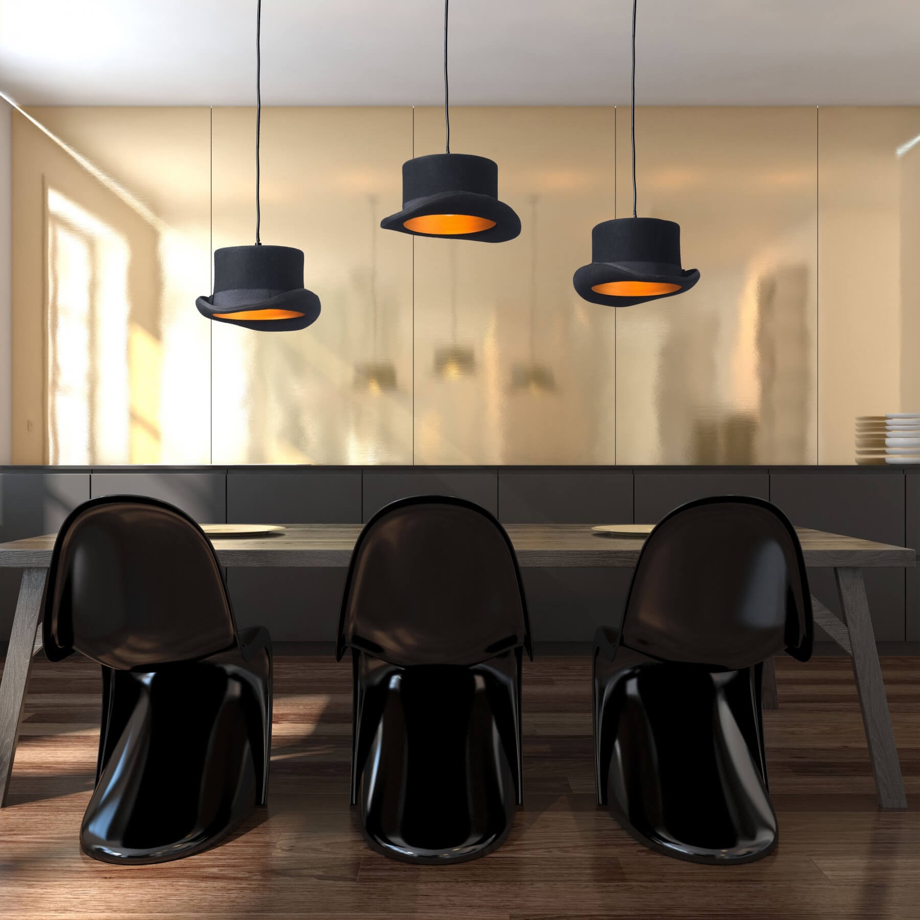 Black pendant light environmental view Black pendant light environmental view