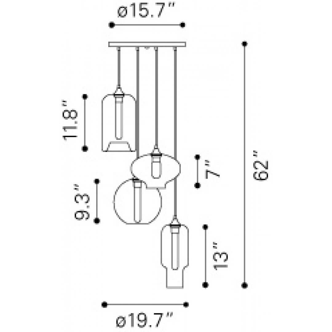 Clear glass lamps dimensions view Clear glass lamps dimensions view