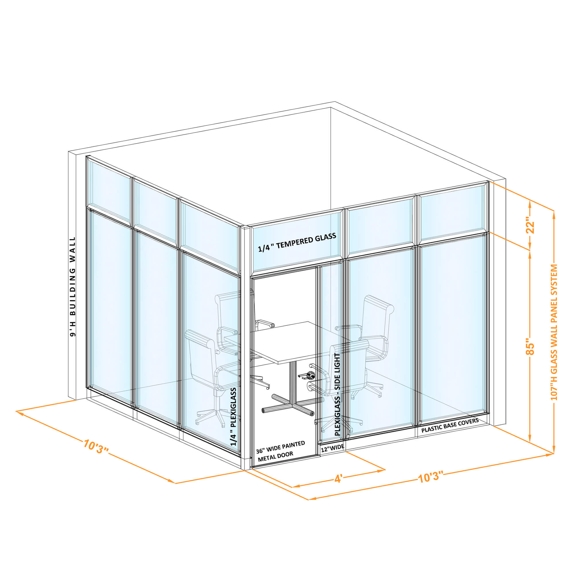 Conference room glass wall GWCR L 100x100x1070 Conference room glass wall GWCR L 100x100x1070