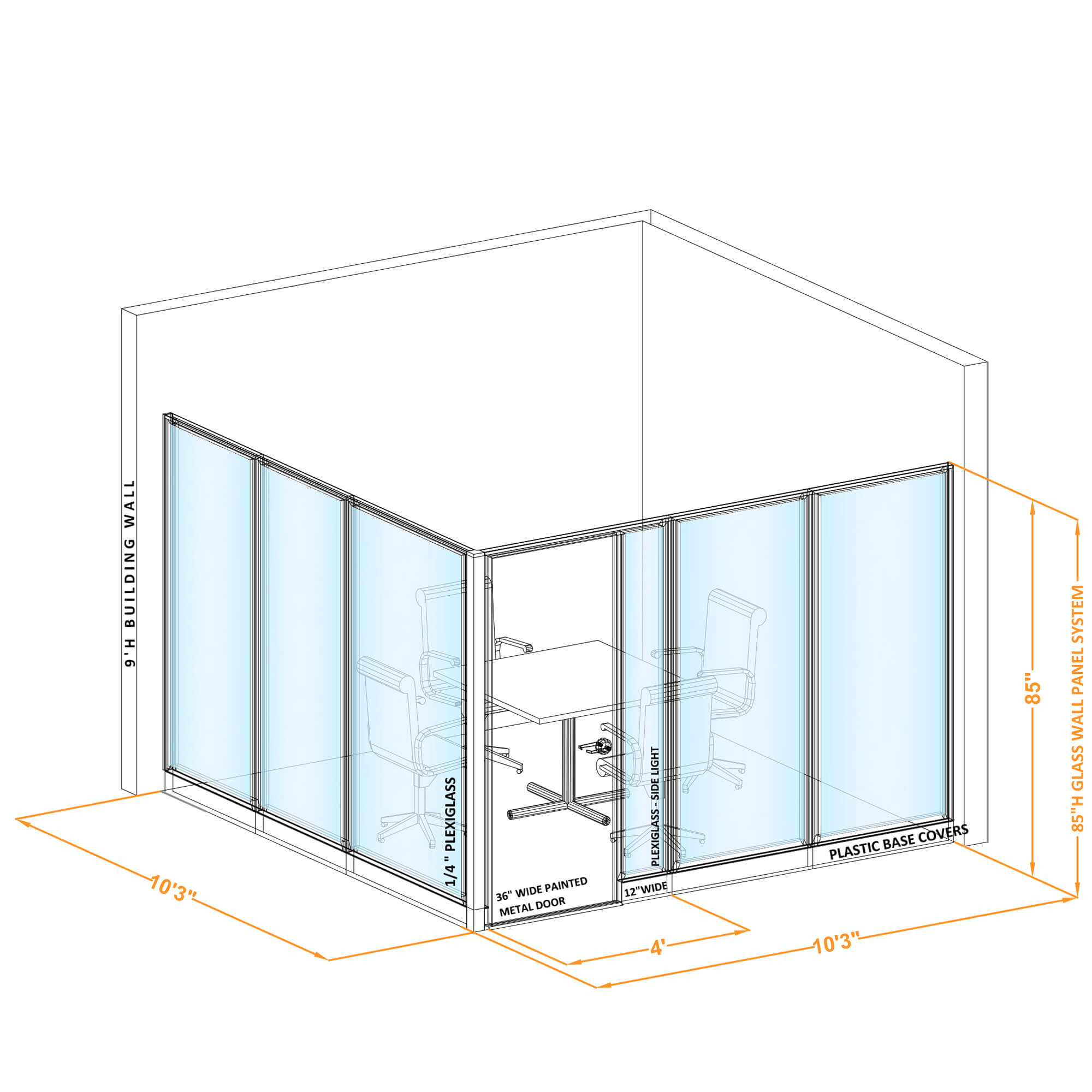 Conference room glass wall GWCR L 100x100x850 Conference room glass wall GWCR L 100x100x850