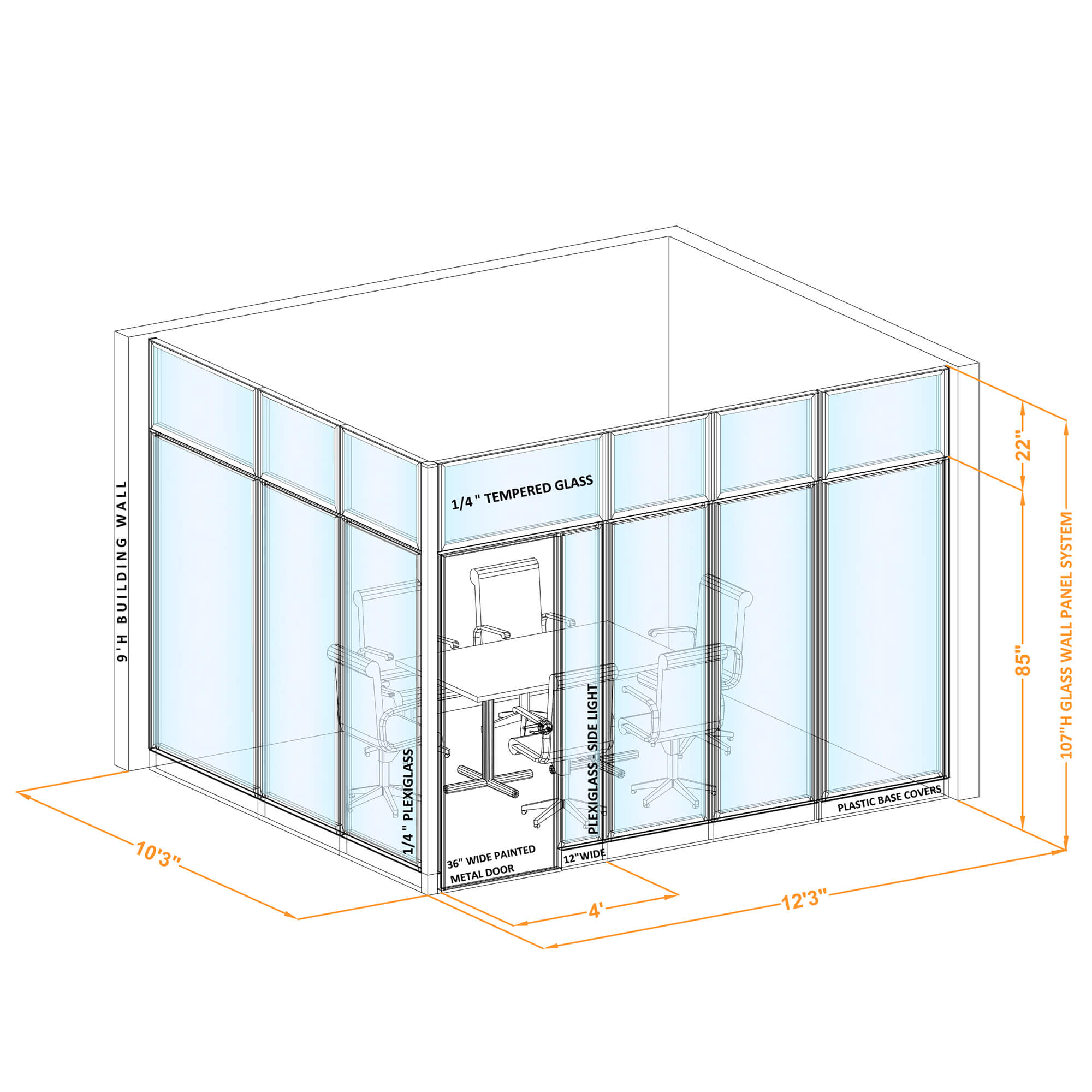 Conference room glass wall GWCR L 120x100x1070 Conference room glass wall GWCR L 120x100x1070