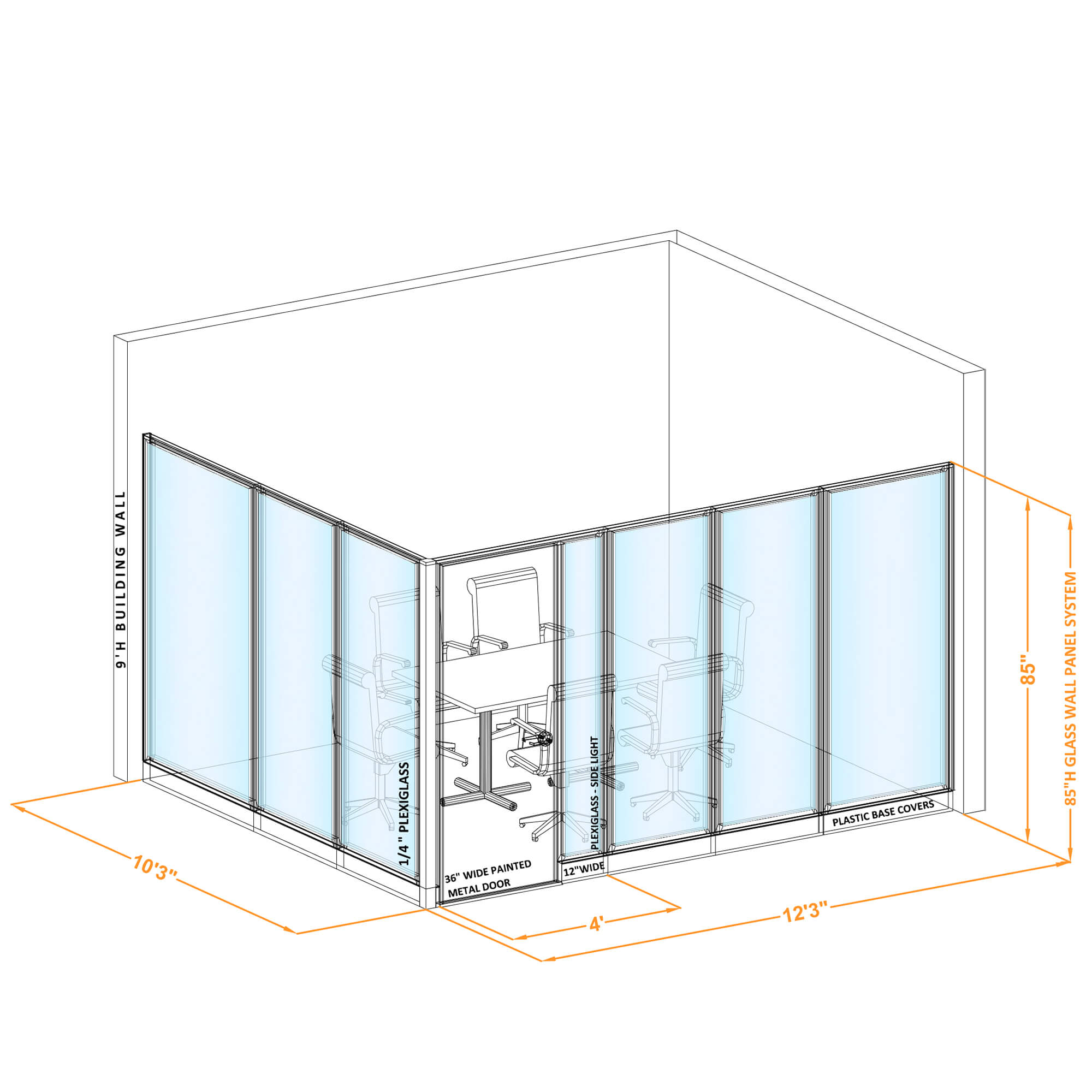 Conference room glass wall GWCR L 120x100x850 Conference room glass wall GWCR L 120x100x850