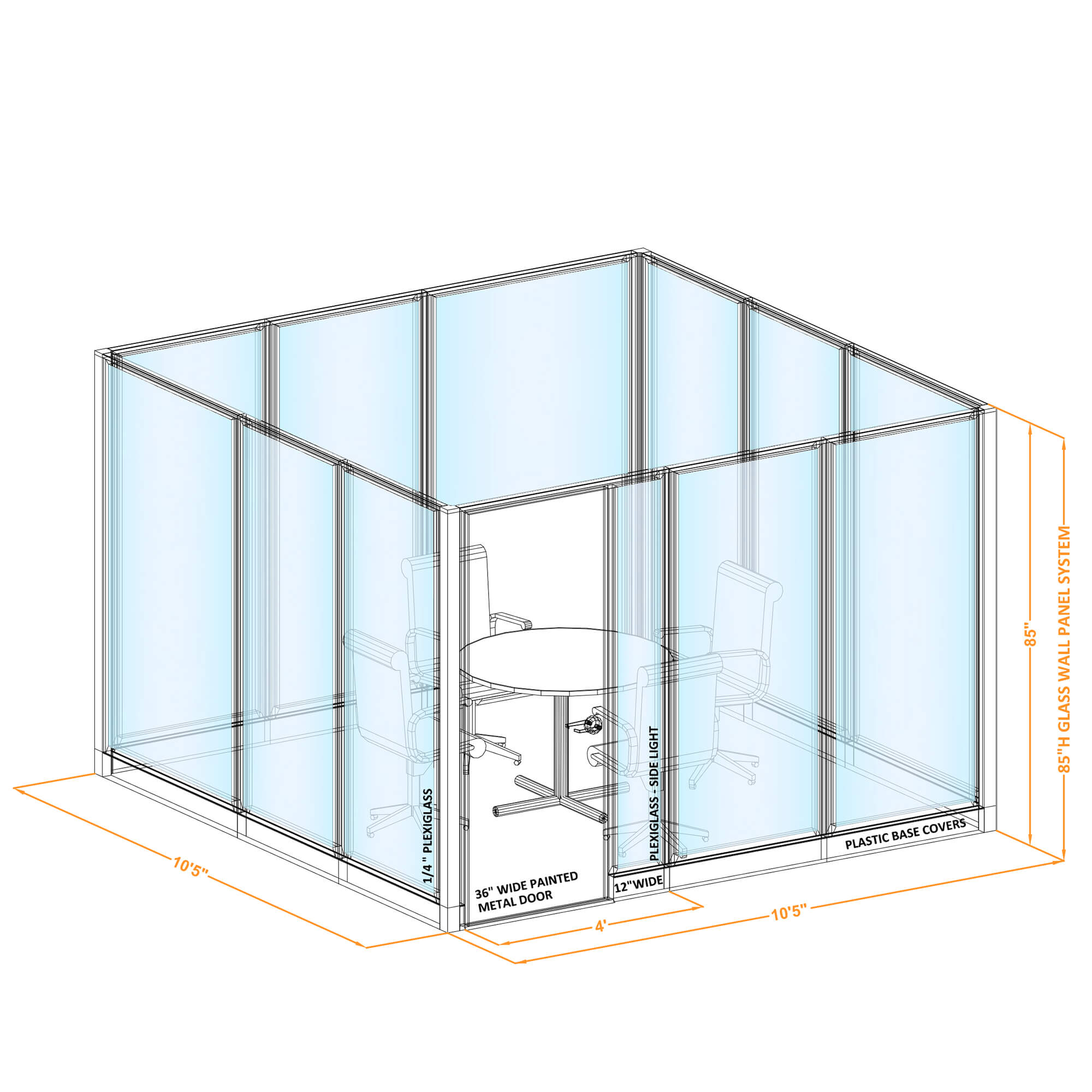 Conference room glass wall GWCR O 100x100x850 Conference room glass wall GWCR O 100x100x850