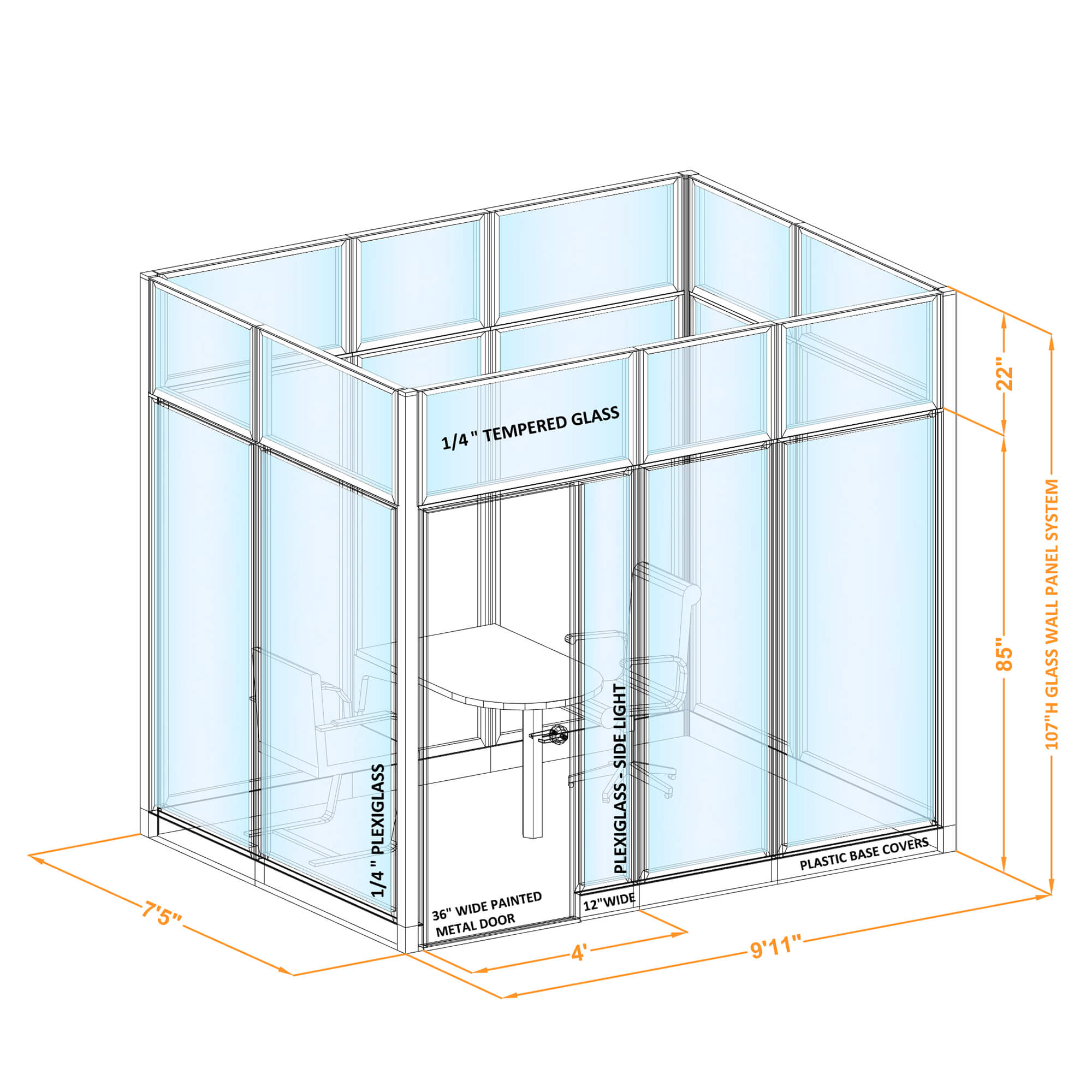 Conference room glass wall GWCR O 96x70x1070 Conference room glass wall GWCR O 96x70x1070