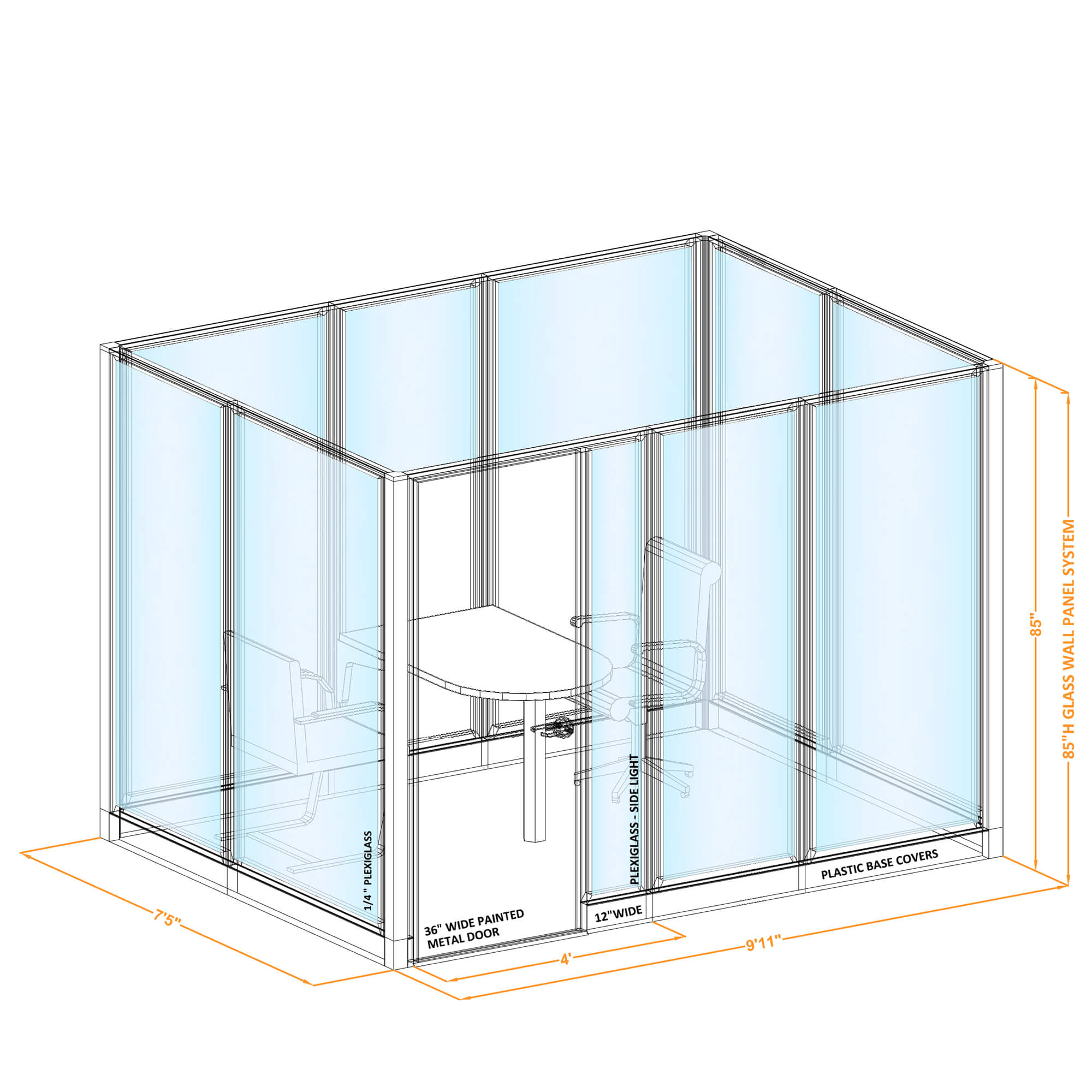 Conference room glass wall GWCR O 96x70x850 Conference room glass wall GWCR O 96x70x850