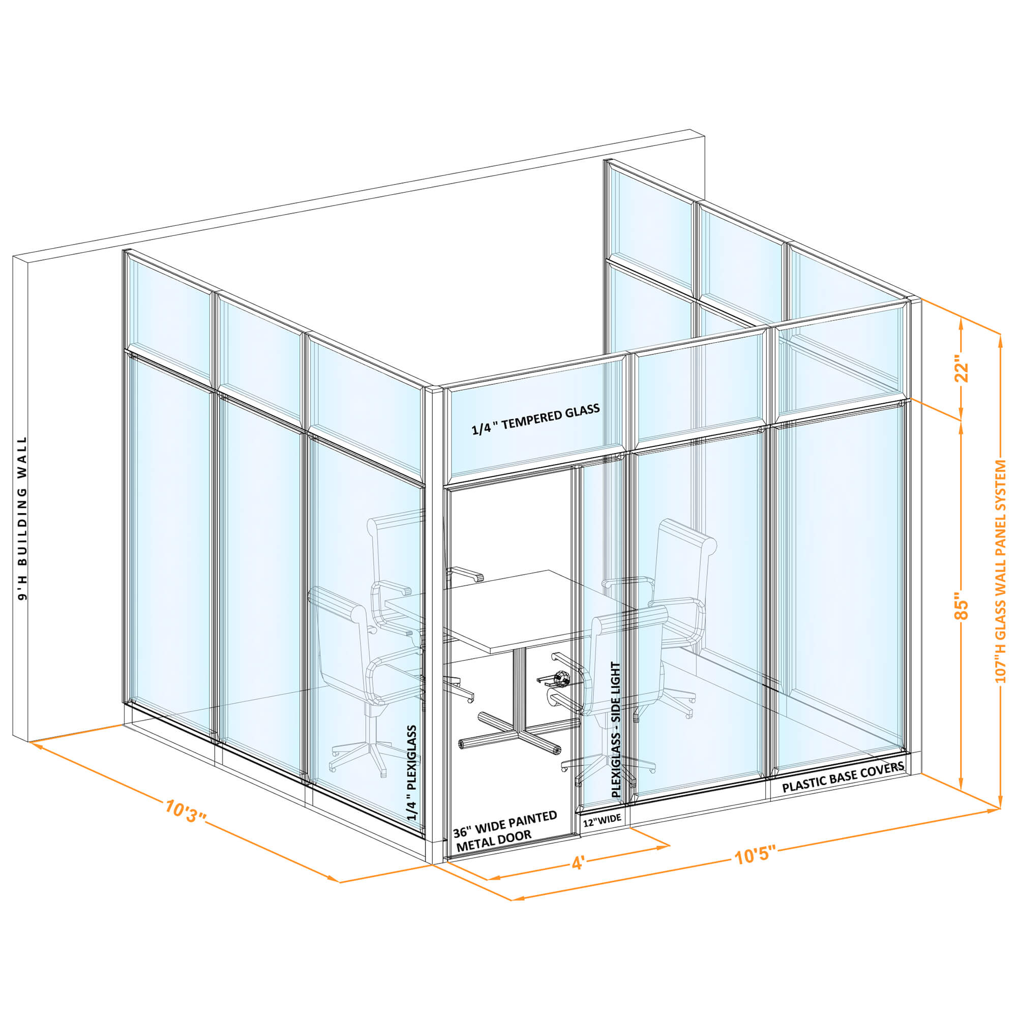 Conference room glass wall GWCR U 100x100x1070 Conference room glass wall GWCR U 100x100x1070