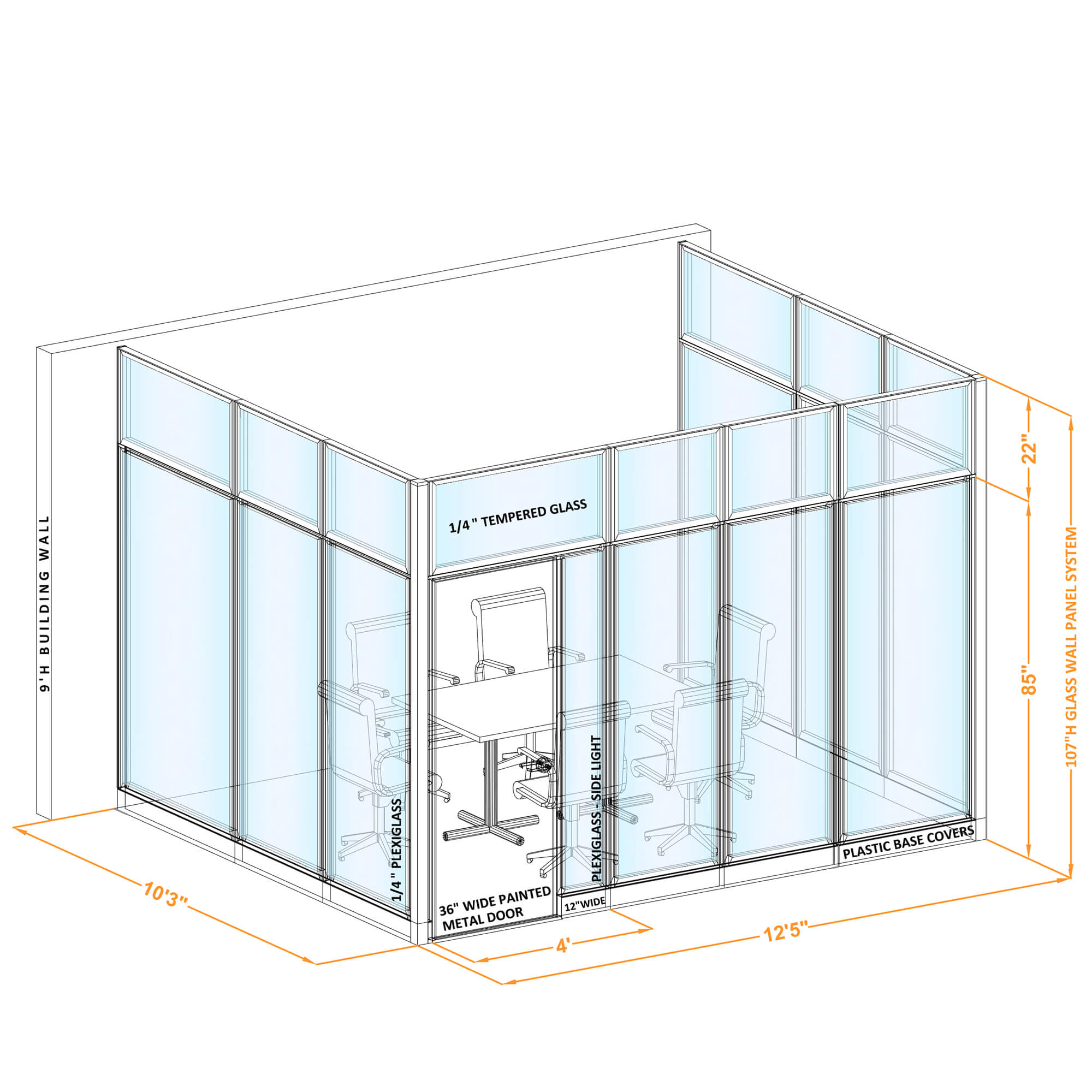 Conference room glass wall GWCR U 120x100x1070 Conference room glass wall GWCR U 120x100x1070