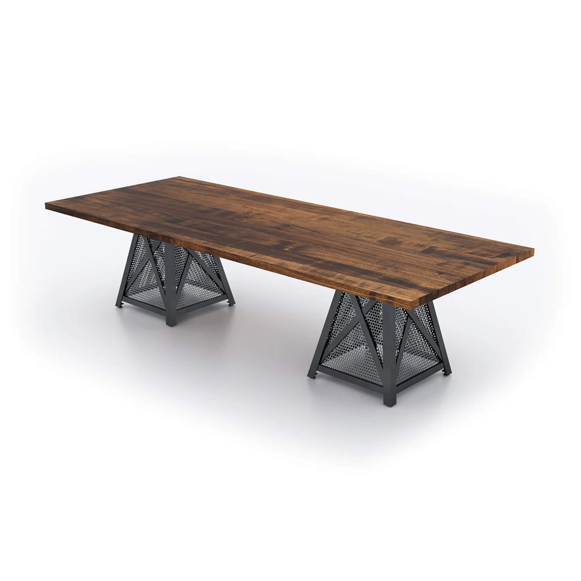 Conference room tables conference table id3 industrial conference table medium walnut angle view Conference room tables conference table id3 industrial conference table medium walnut angle view