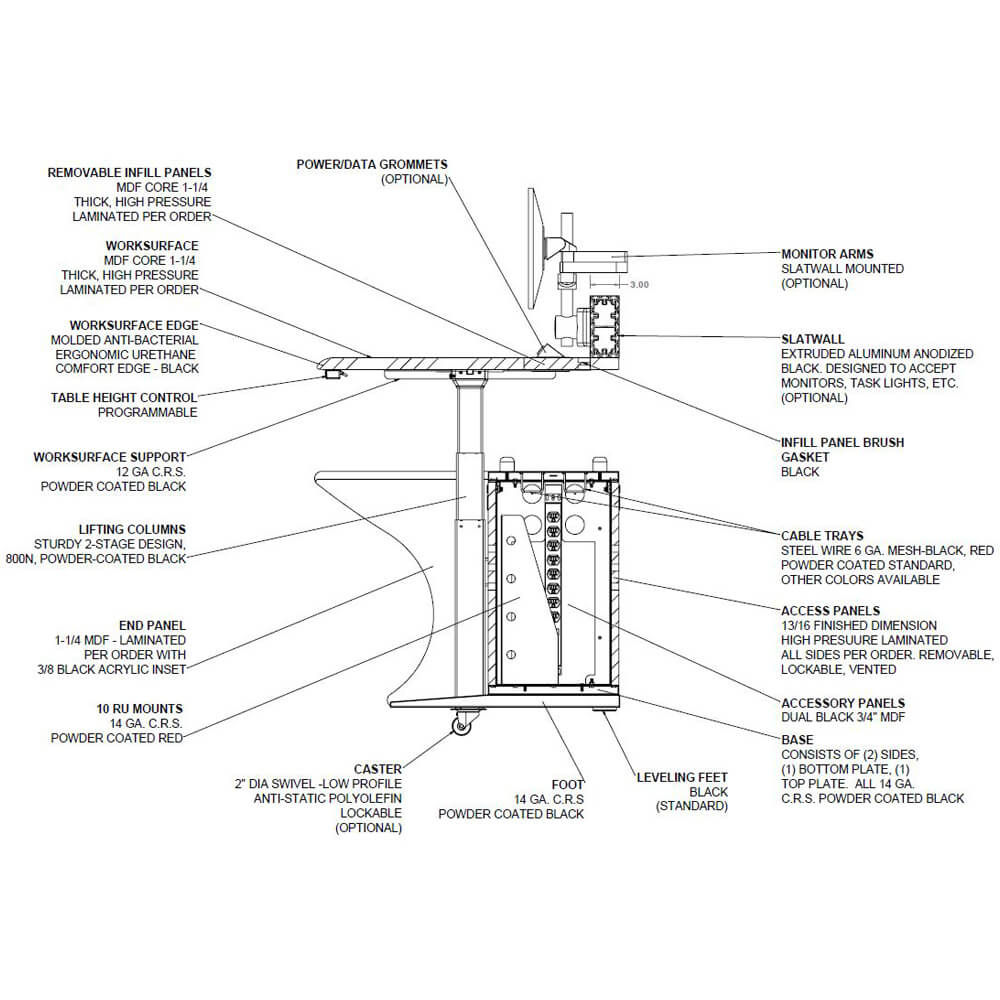 Control console furniture height adjustable details 01 Control console furniture height adjustable details 01