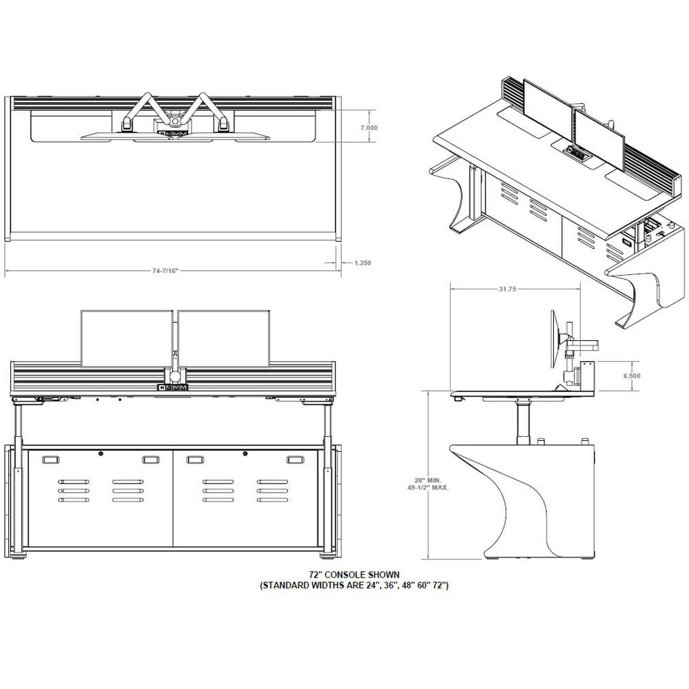 Control console furniture height adjustable dims Control console furniture height adjustable dims
