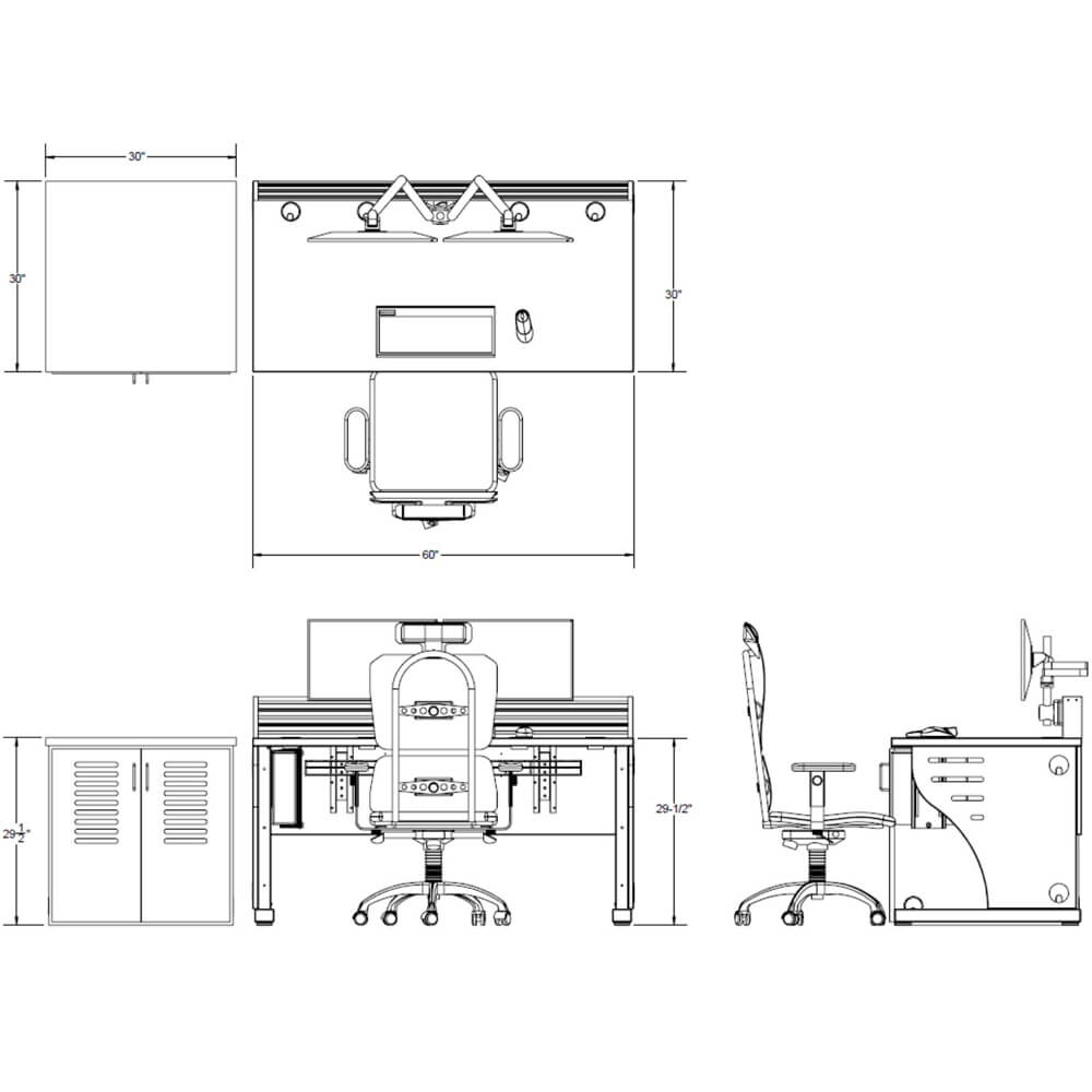 Control console furniture static dimensions 02 Control console furniture static dimensions 02