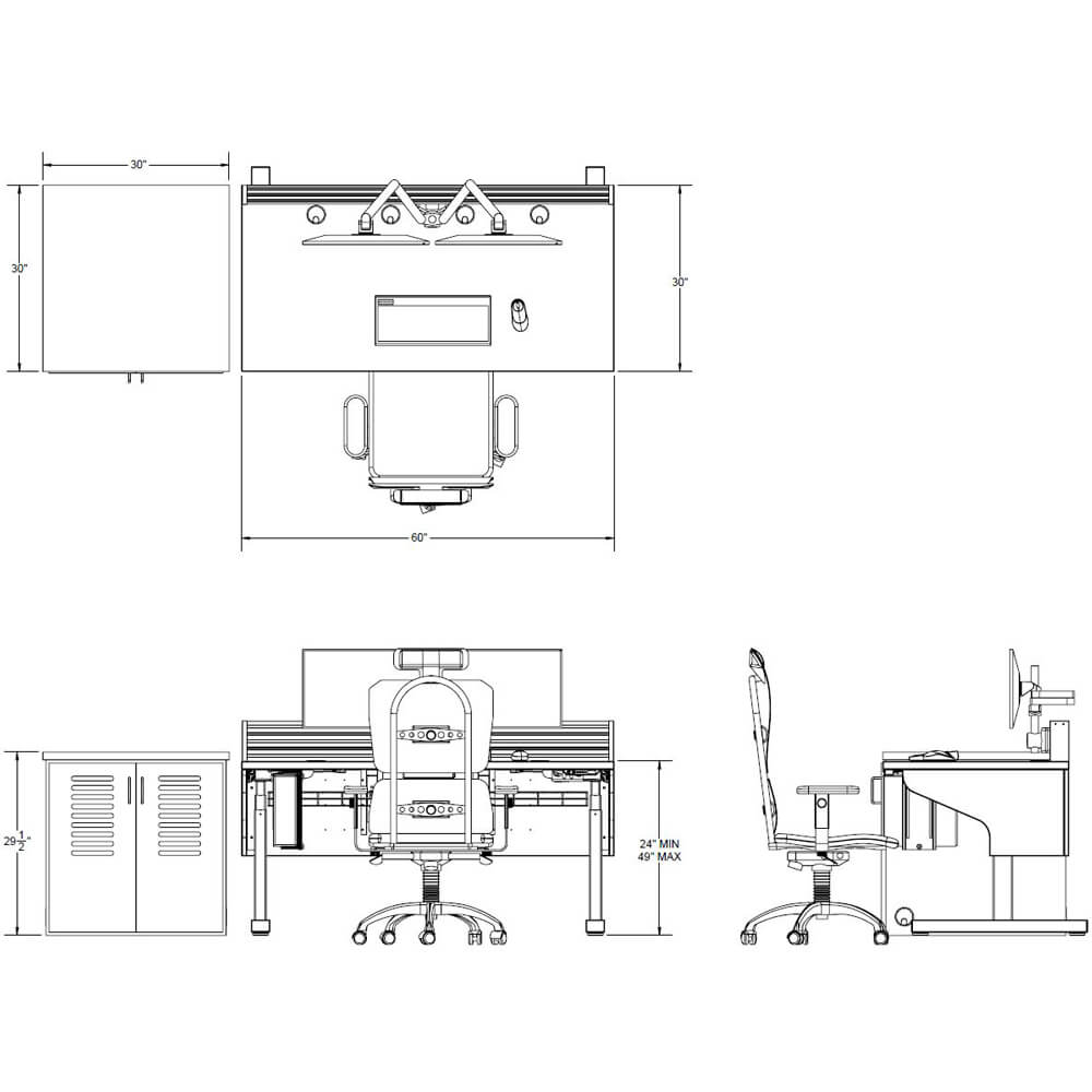 Control console lite height adjustable single dims 02 Control console lite height adjustable single dims 02