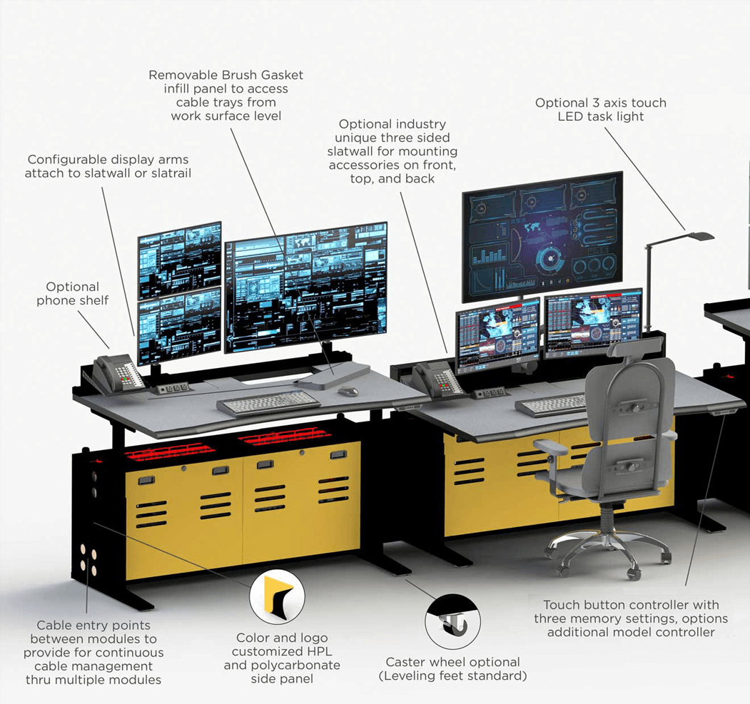 Control room consoles height adjustable call outs 01 Control room consoles height adjustable call outs 01