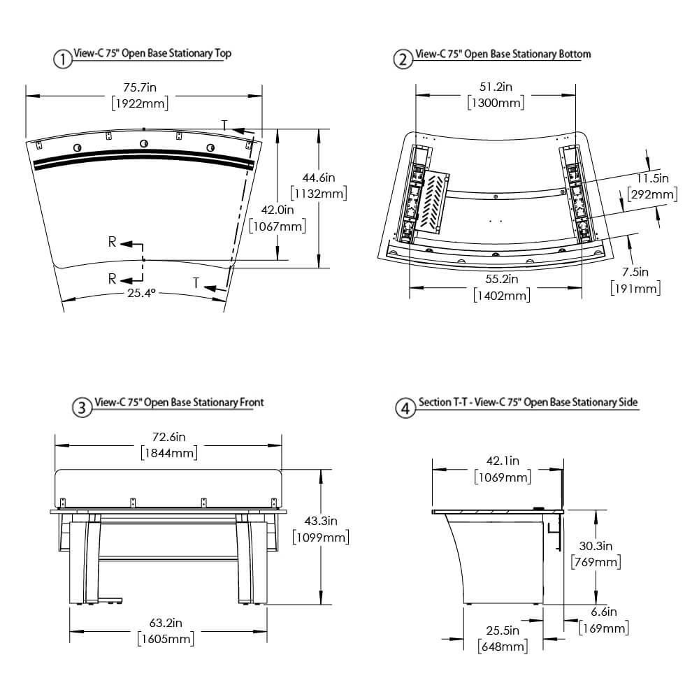 View control console dimensions View control console dimensions
