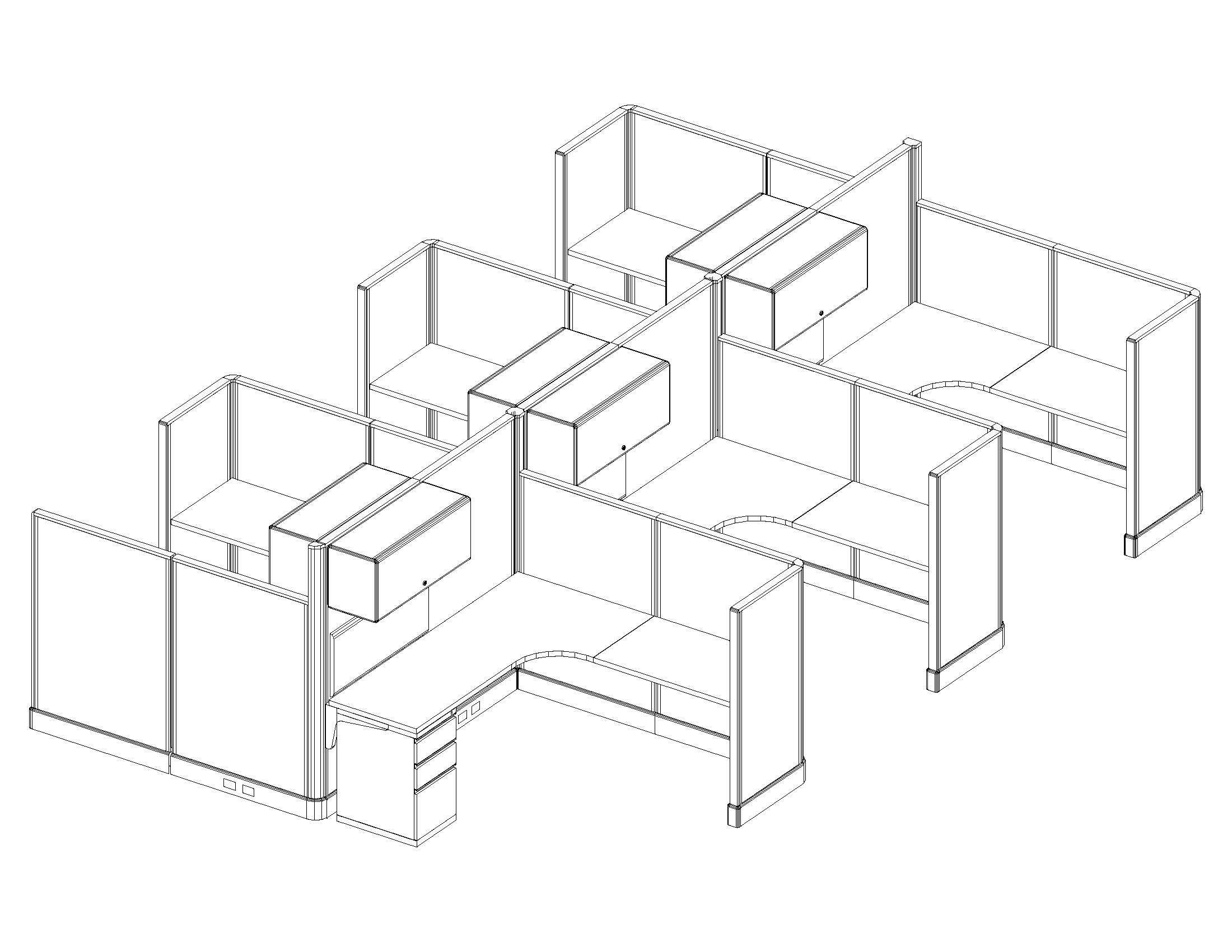 O2 series medium size cubicles 6x6x67 53 cluster O2 series medium size cubicles 6x6x67 53 cluster