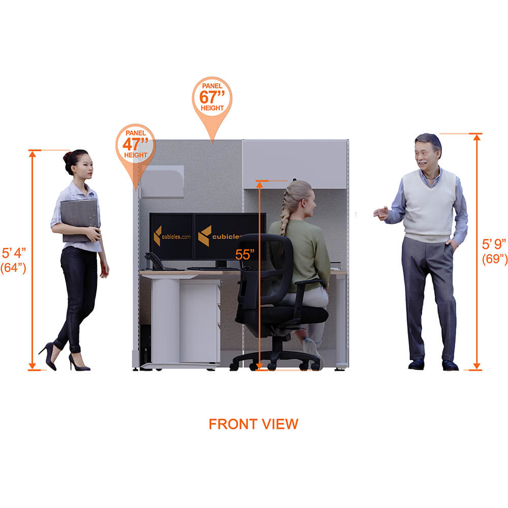 Cubicle desk l shaped with storage 1pack powered front view heights Cubicle desk l shaped with storage 1pack powered front view heights