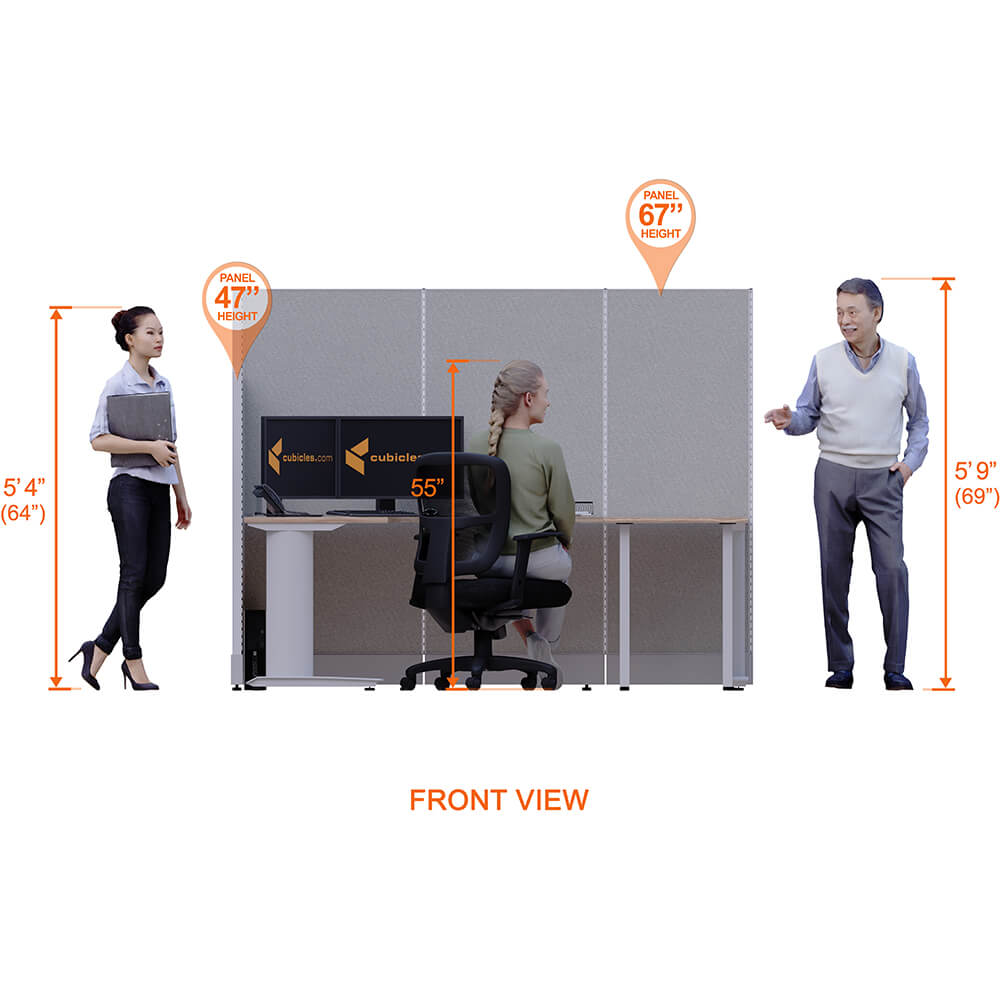 Cubicle desk u shaped 1pack front view heights Cubicle desk u shaped 1pack front view heights