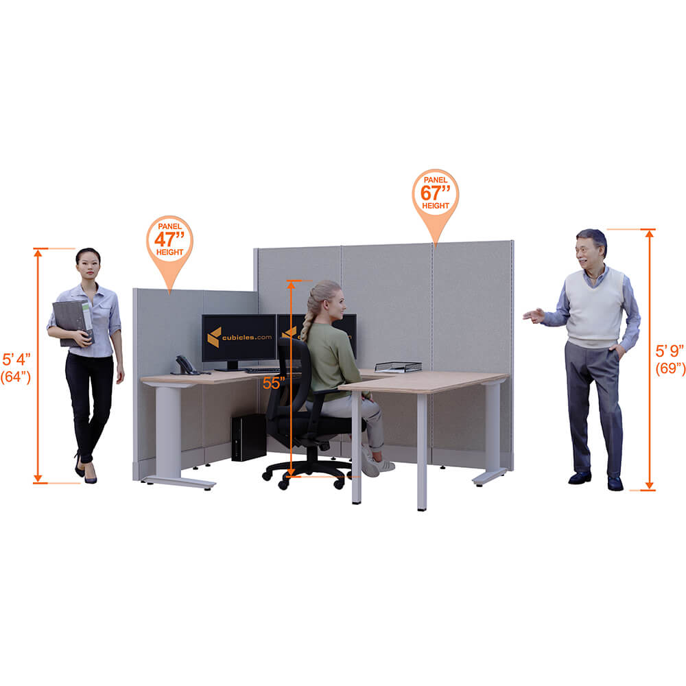 Cubicle desk u shaped 1pack perspective heights Cubicle desk u shaped 1pack perspective heights