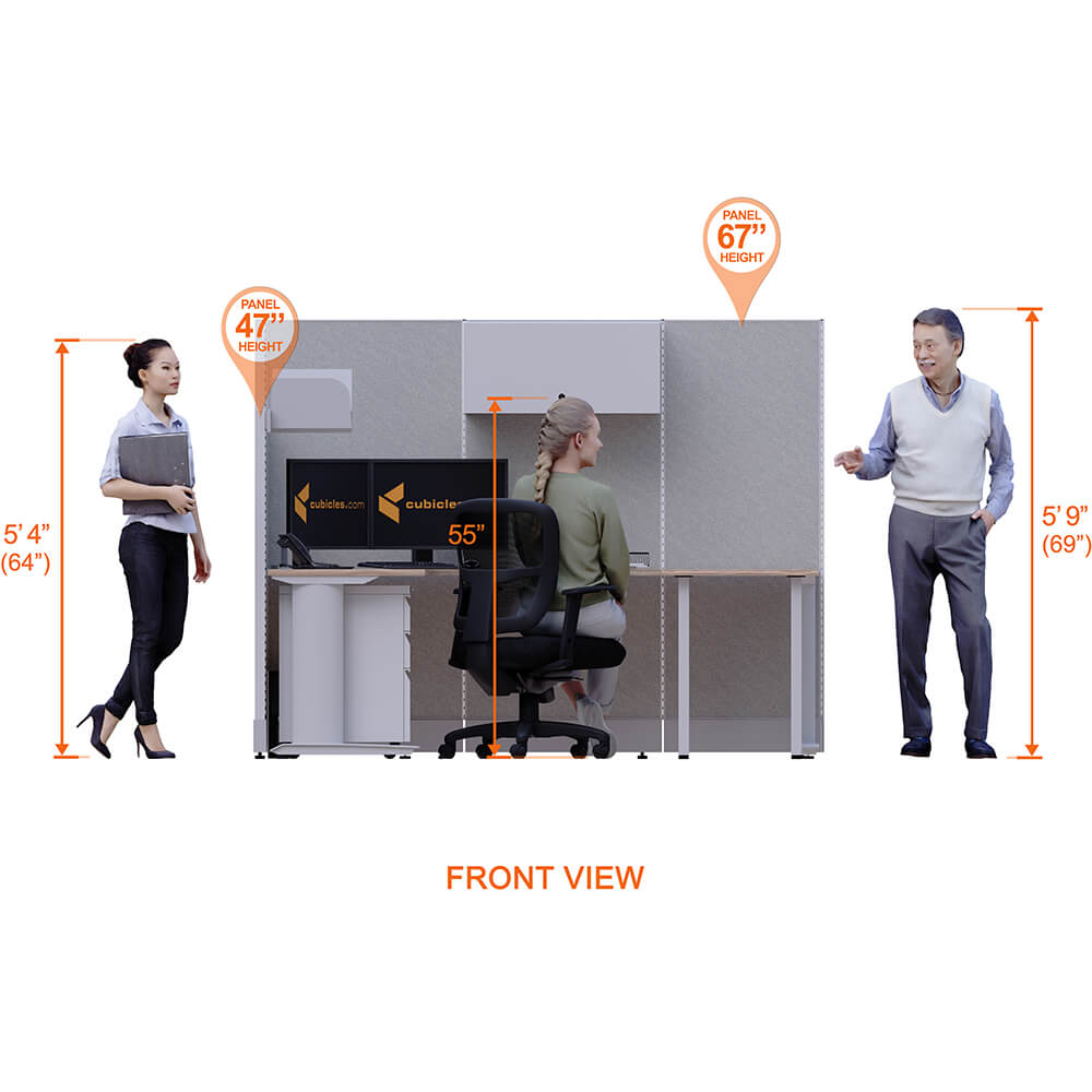 Cubicle desk u shaped with storage 1pack front view heights Cubicle desk u shaped with storage 1pack front view heights