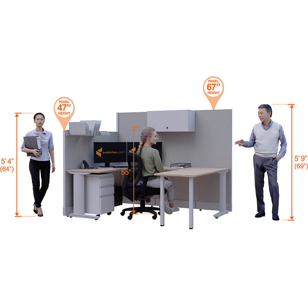 Cubicle desk u shaped with storage 1pack perspective heights Cubicle desk u shaped with storage 1pack perspective heights