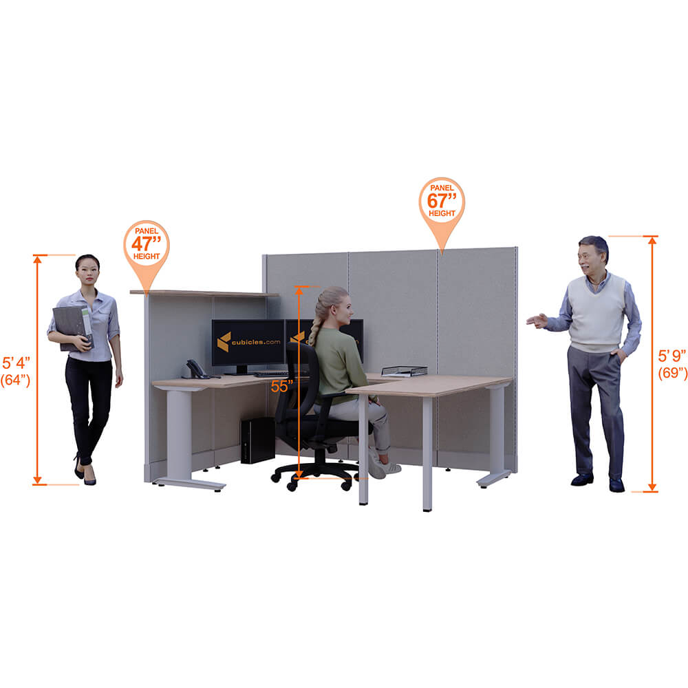 Cubicle desk u shaped with transaction top 1pack perspective heights Cubicle desk u shaped with transaction top 1pack perspective heights