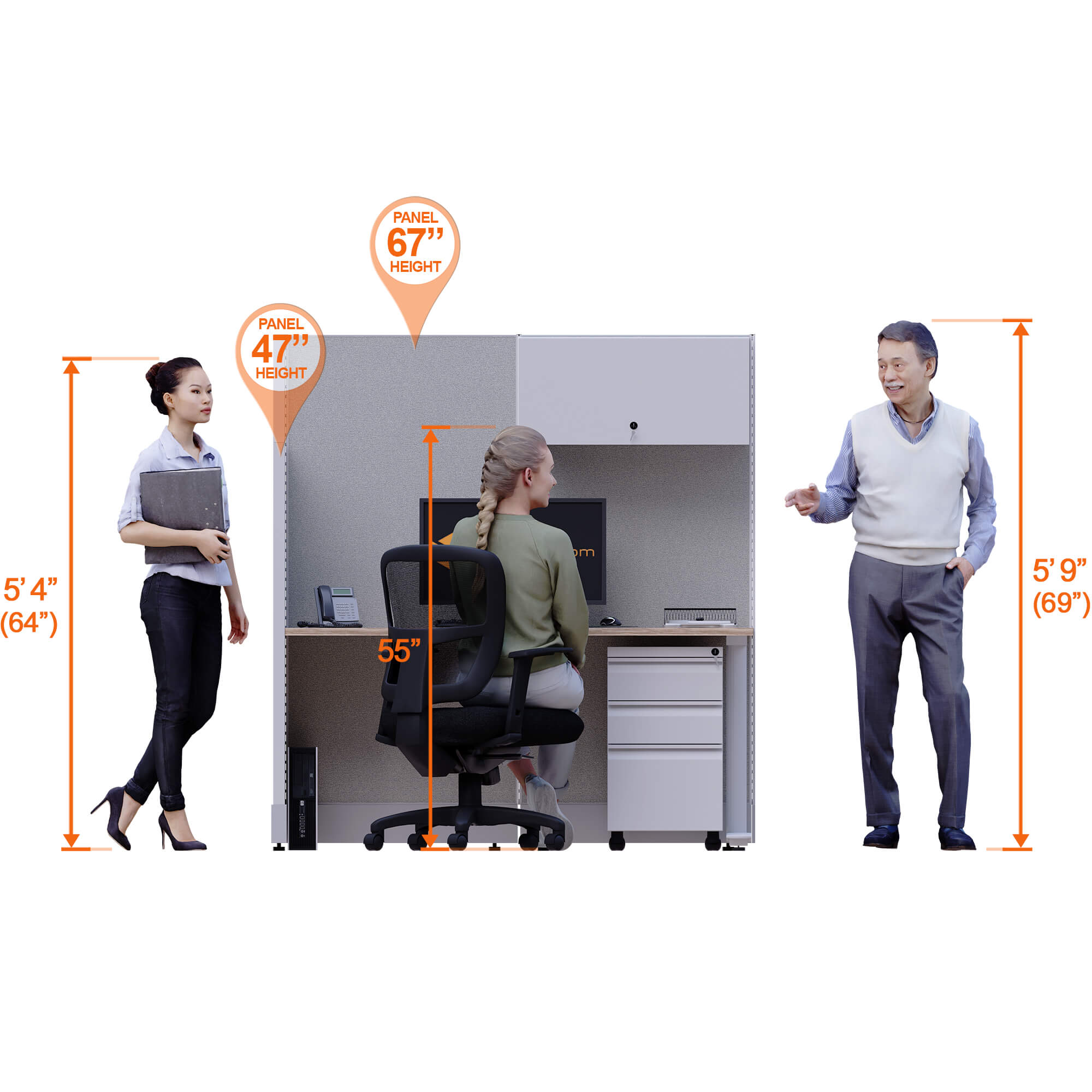 Cubicle desks straight with storage 1pack elevation heights Cubicle desks straight with storage 1pack elevation heights