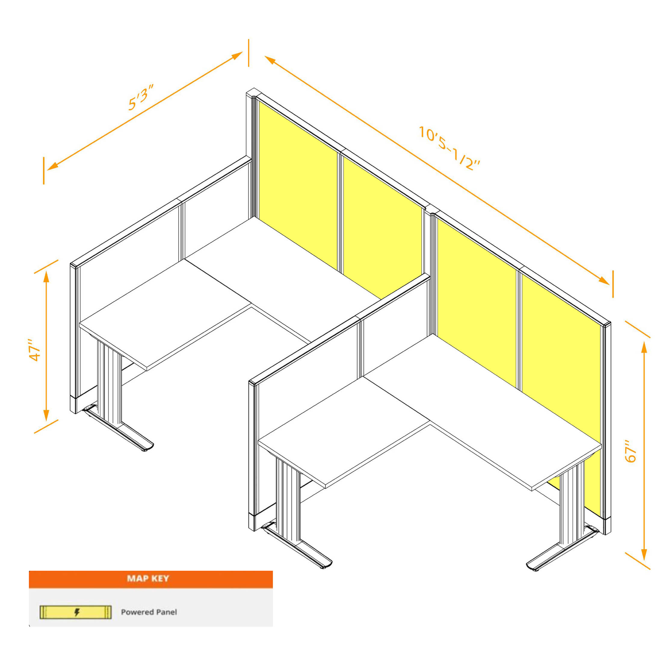 L shaped workstation 2pack inline powered dimensions L shaped workstation 2pack inline powered dimensions