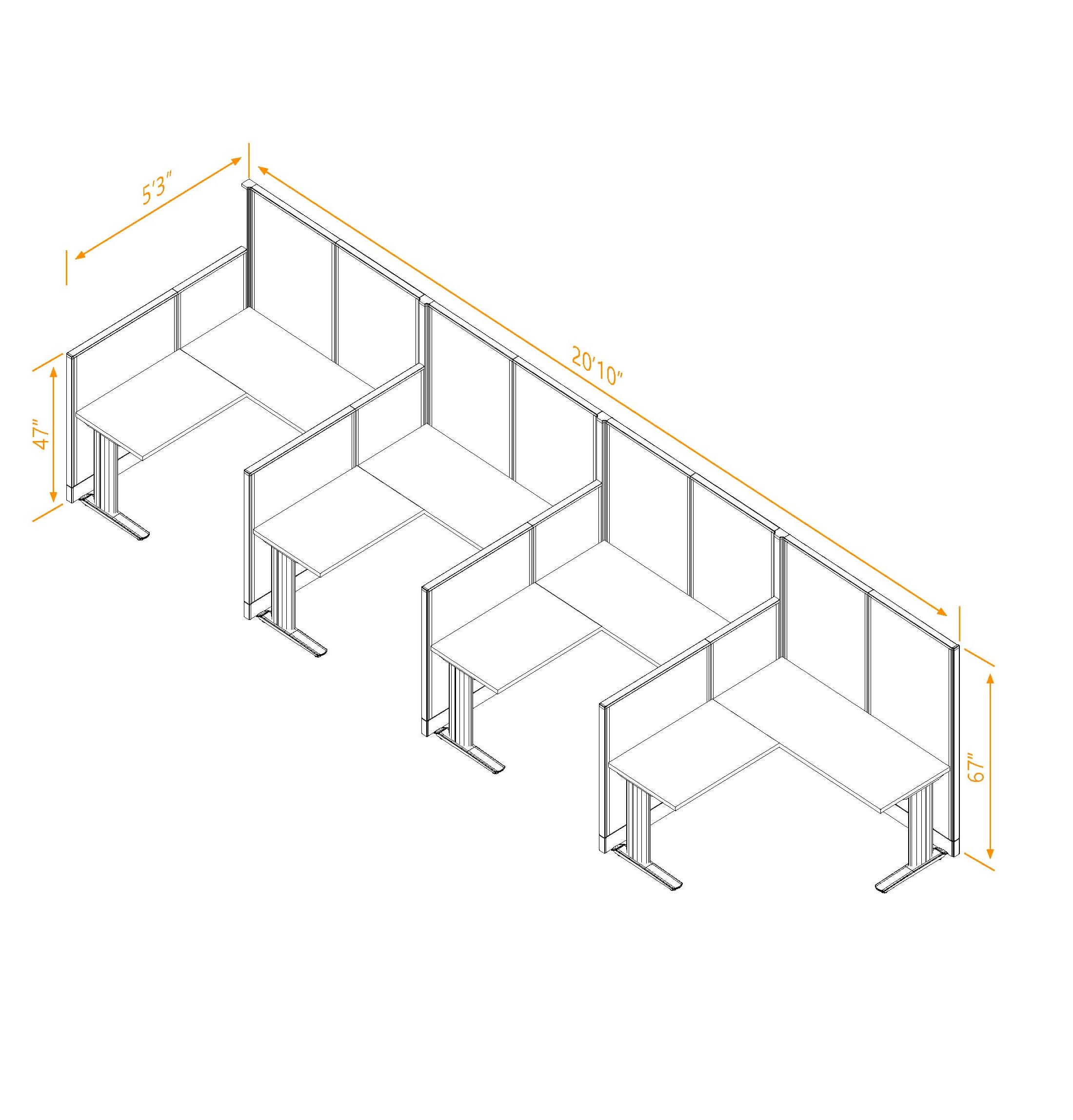L shaped workstation 4pack inline non powered dimensions L shaped workstation 4pack inline non powered dimensions