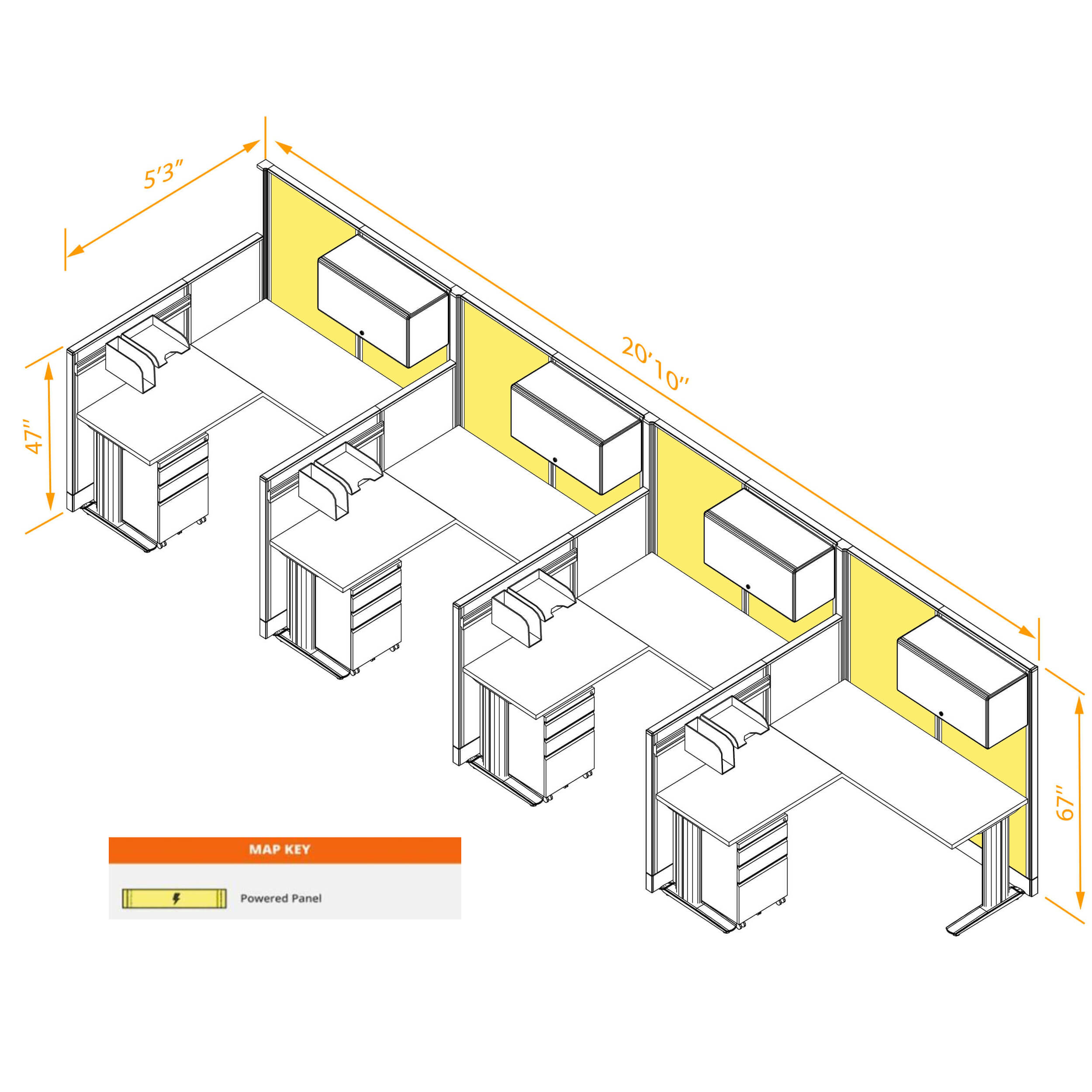 L shaped workstation 4pack inline powered with storage dimensions L shaped workstation 4pack inline powered with storage dimensions