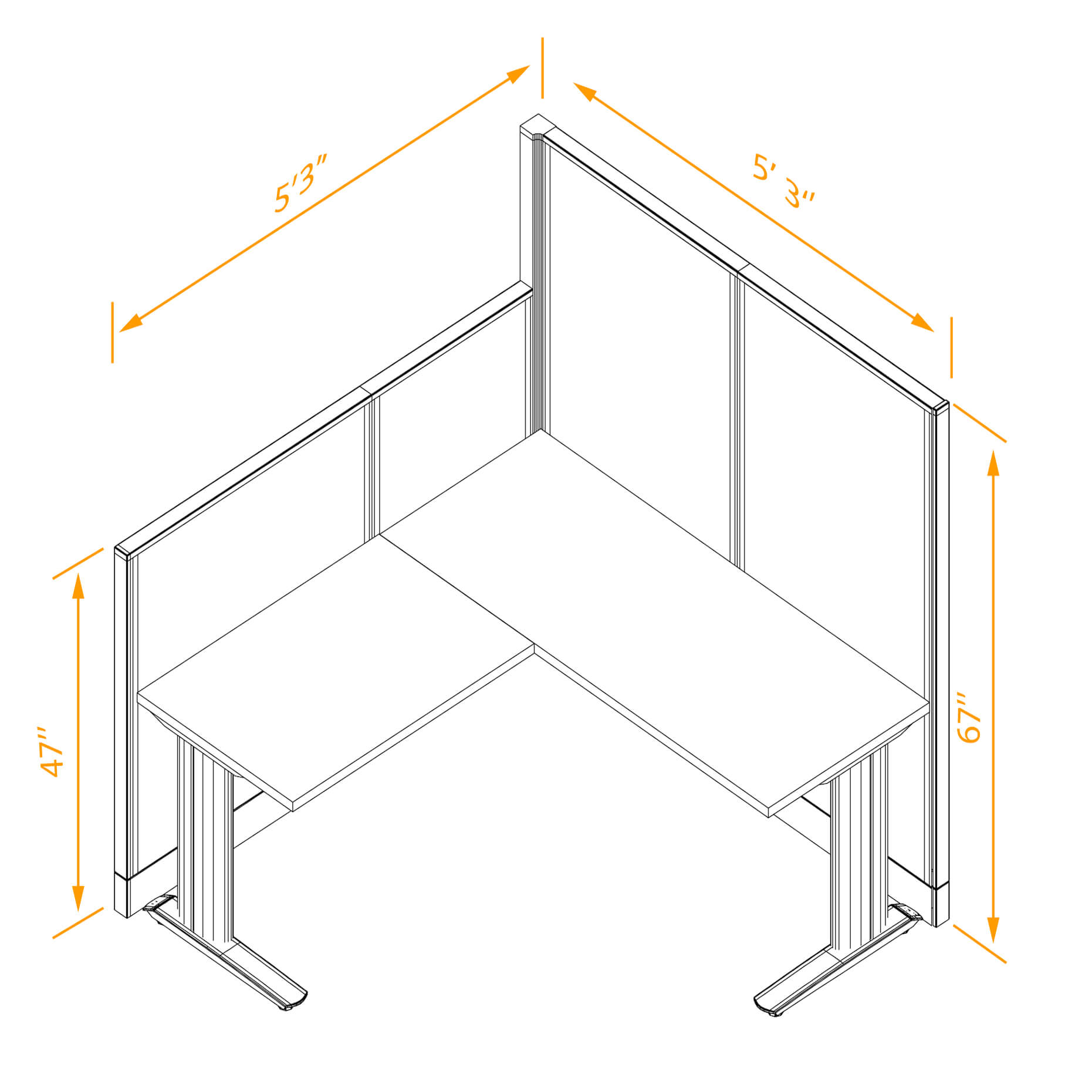 L shaped workstation non powered dimensions L shaped workstation non powered dimensions