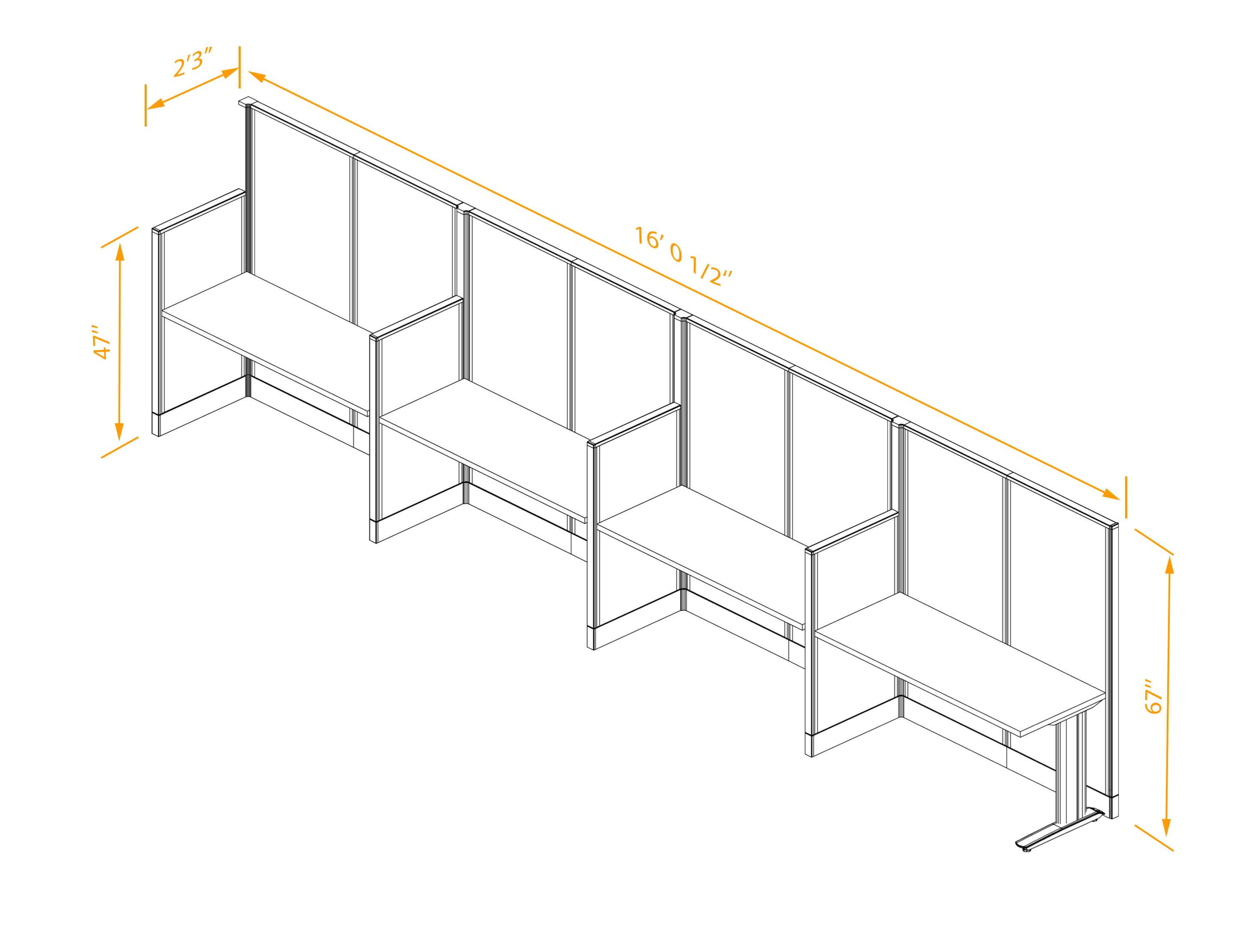 Straight workstation 4pack inline non powered dimensions Straight workstation 4pack inline non powered dimensions
