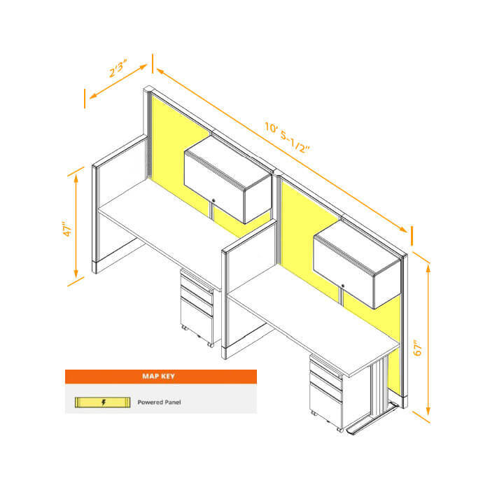 Straight workstations 2pack inline powered with storage dimensions Straight workstations 2pack inline powered with storage dimensions