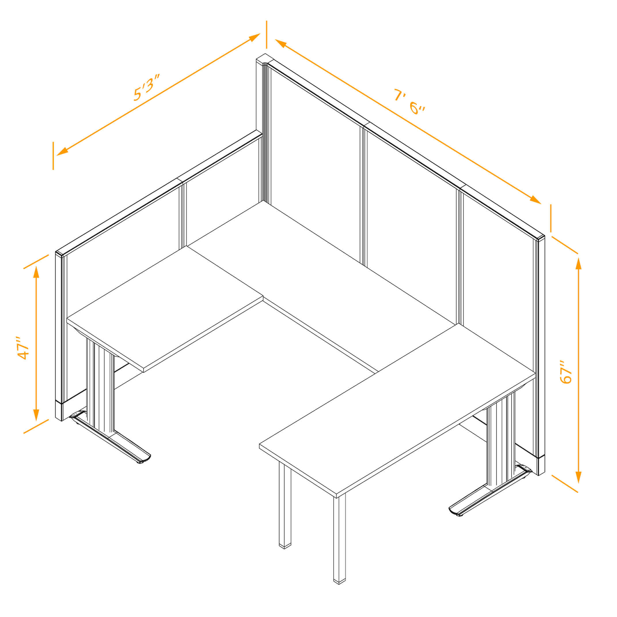 U shaped workstation non powered dimensions U shaped workstation non powered dimensions