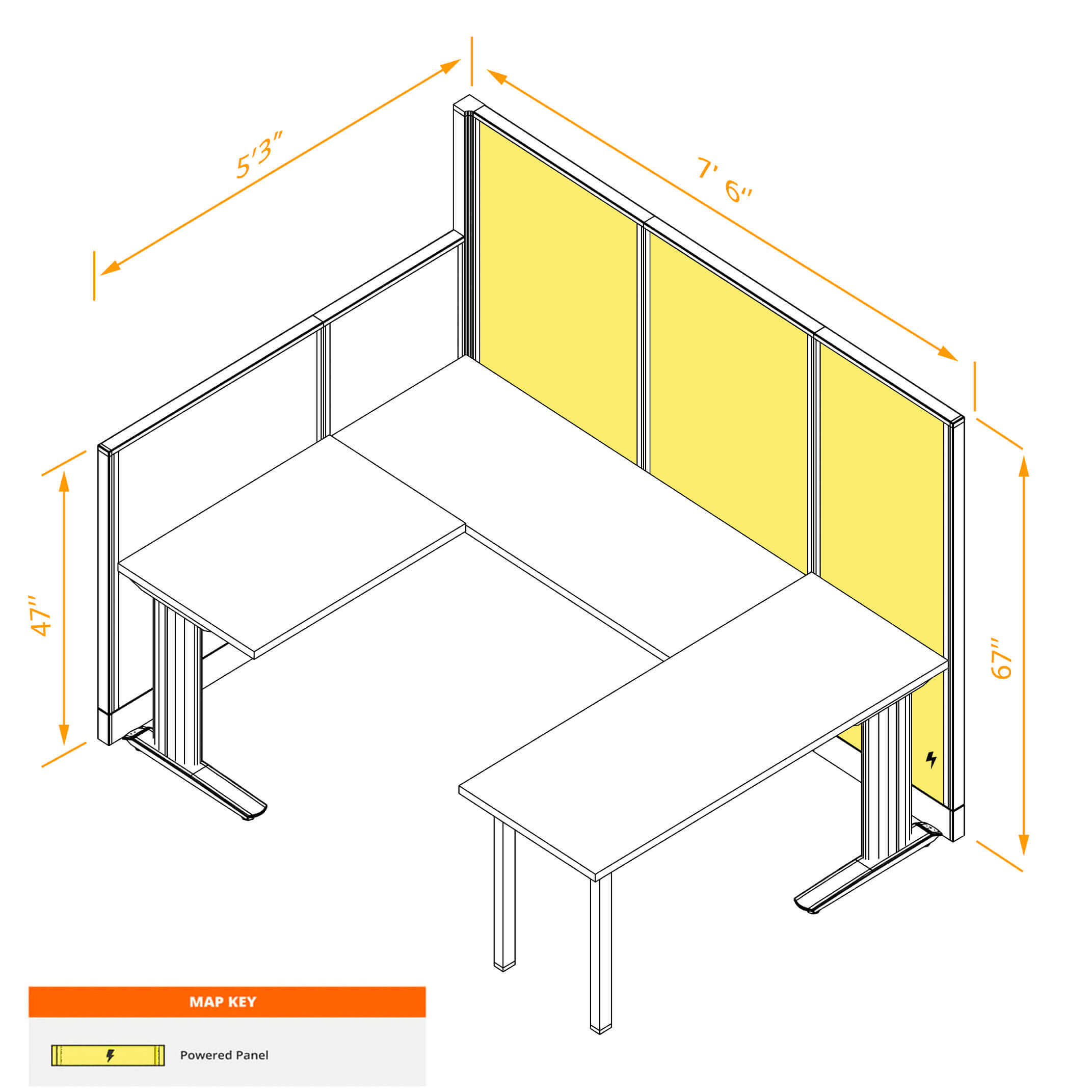 U shaped workstation powered dimensions U shaped workstation powered dimensions
