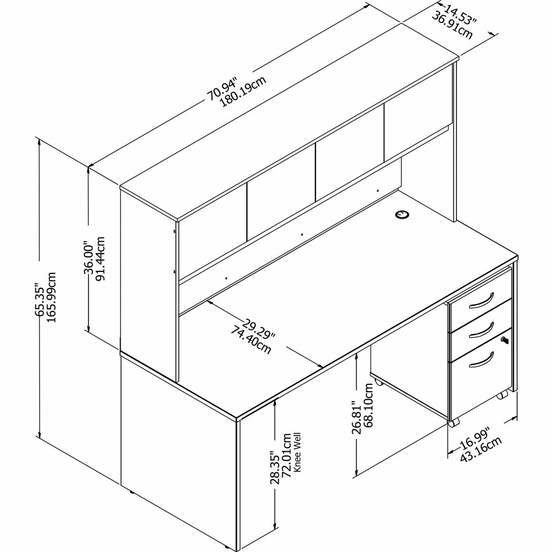 Besto office desk with hutch 71w x 29d measures Besto office desk with hutch 71w x 29d measures