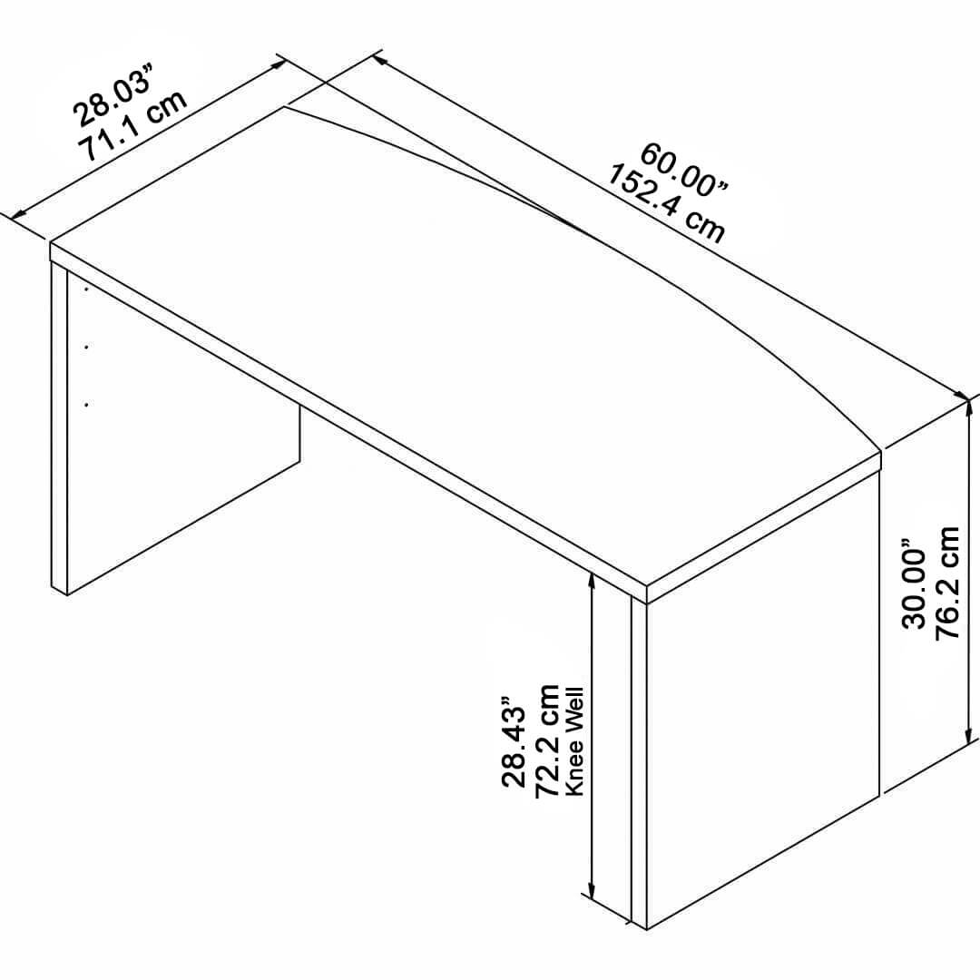 Clarity grey wood office desk 60w x 28d measures Clarity grey wood office desk 60w x 28d measures