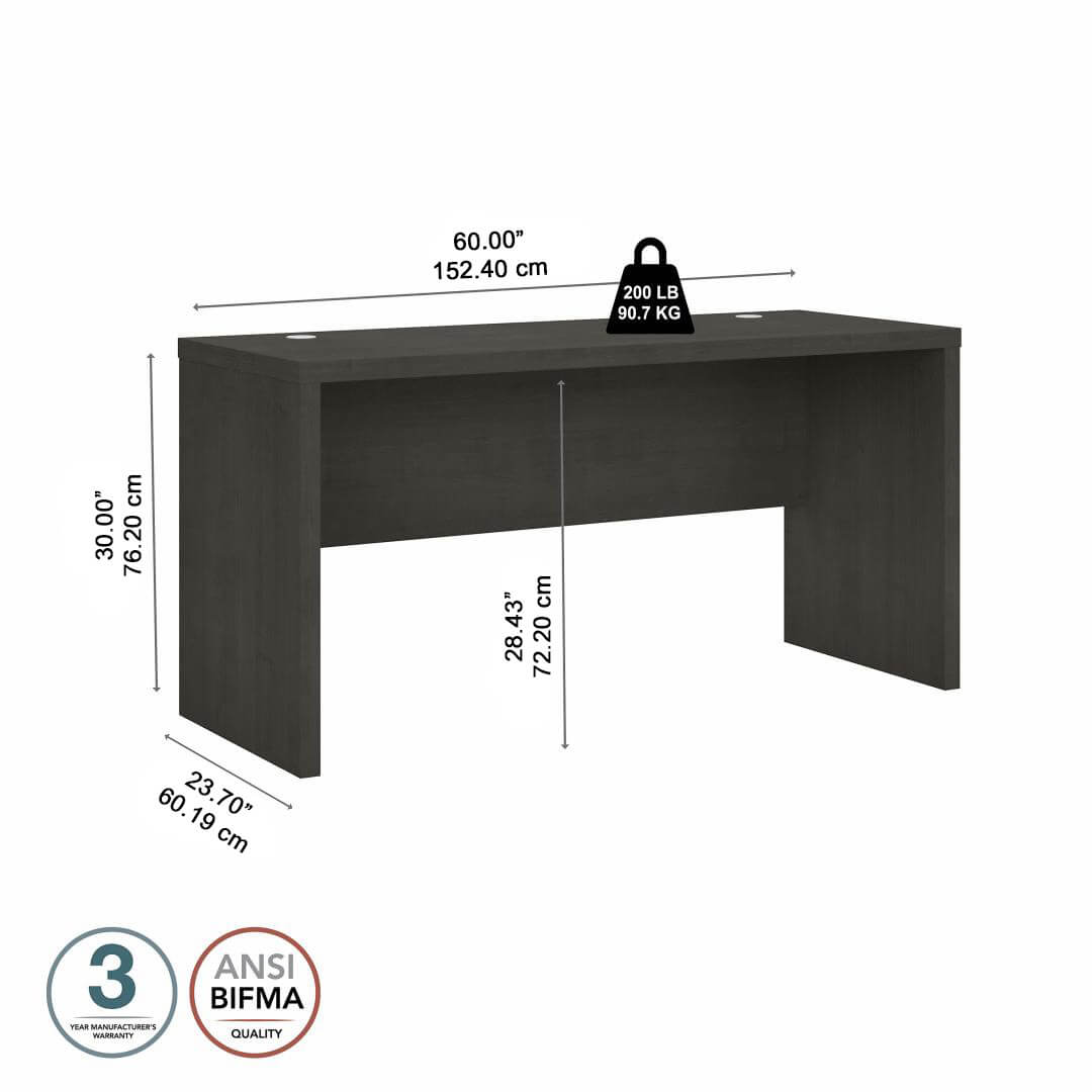 Clarity straight office desks 60w x 24d measures Clarity straight office desks 60w x 24d measures