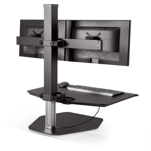 Desktop riser 2 monitors side view Desktop riser 2 monitors side view