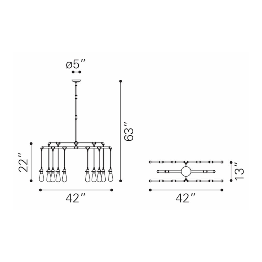 Edison bulb pendant dimensions view Edison bulb pendant dimensions view