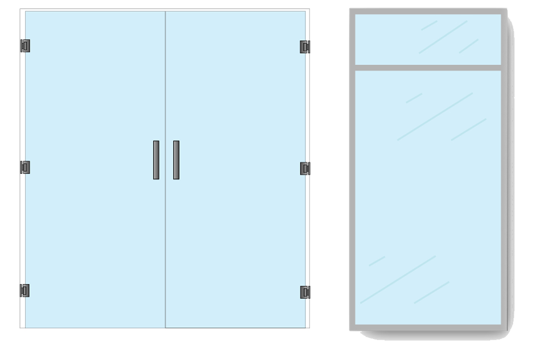 Glass door entrance T TYPICAL 3 parts Glass door entrance T TYPICAL 3 parts