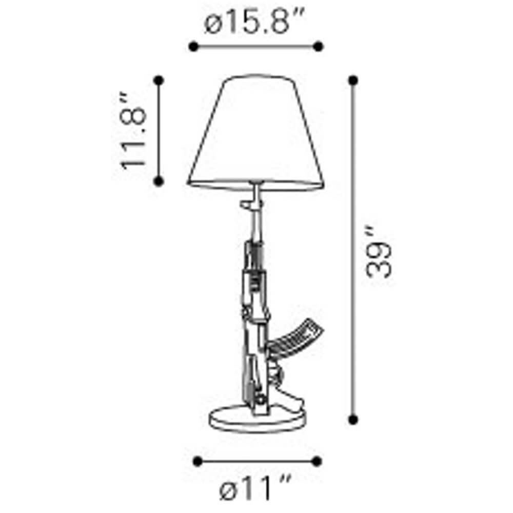 Gun lamp dimensions view Gun lamp dimensions view