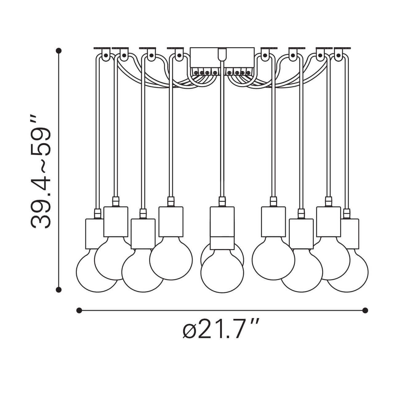 Hanging edison lights dimensions view Hanging edison lights dimensions view